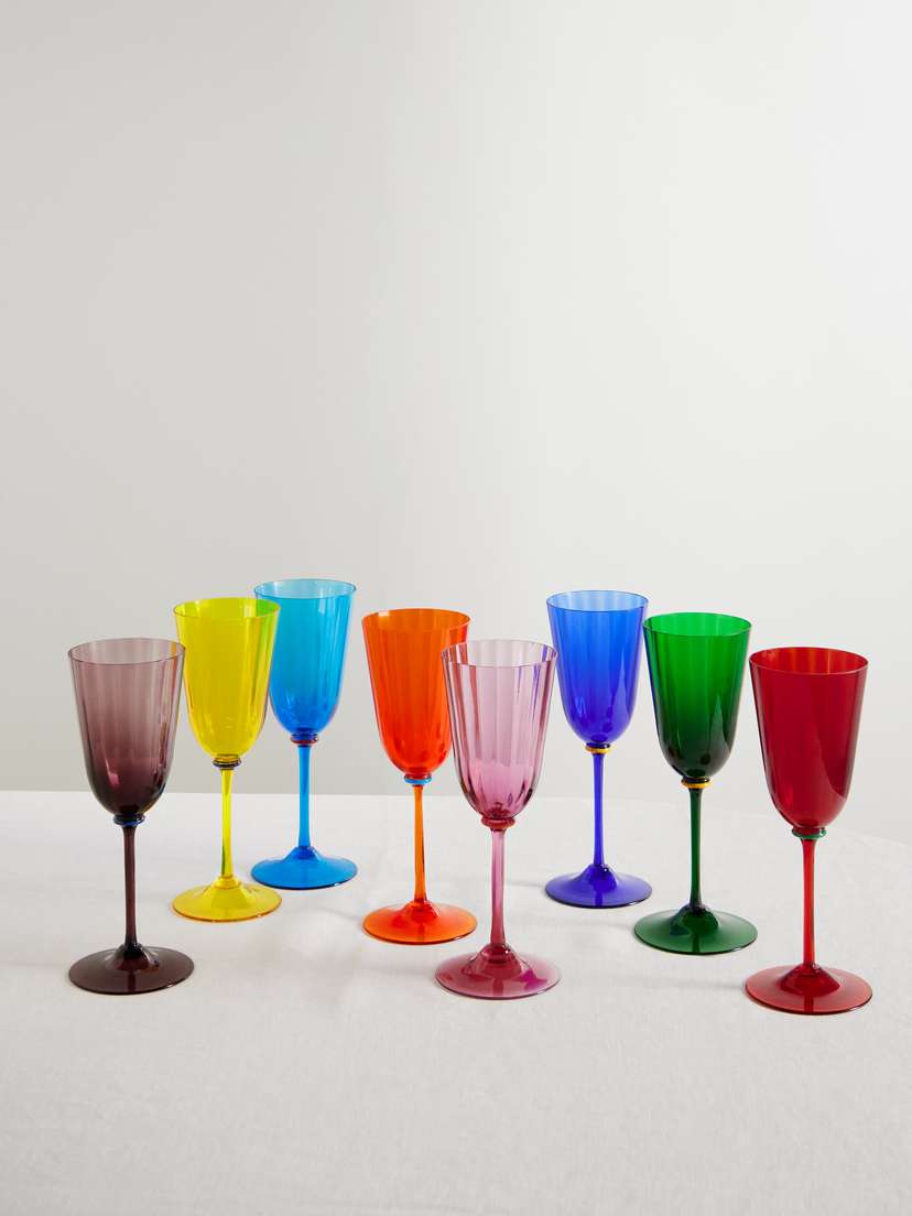 La DoubleJ Set Of Eight Murano Wine Glasses