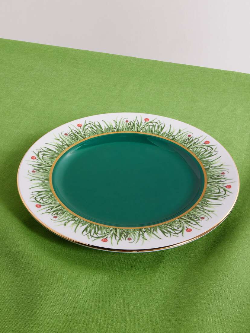 La DoubleJ 31cm Gold-plated Painted Porcelain Charger Plate