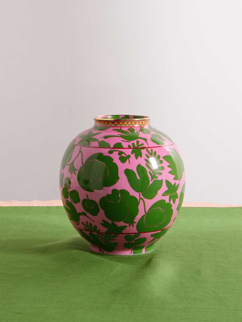 La DoubleJ Bubble Gold-plated Printed Porcelain Vase