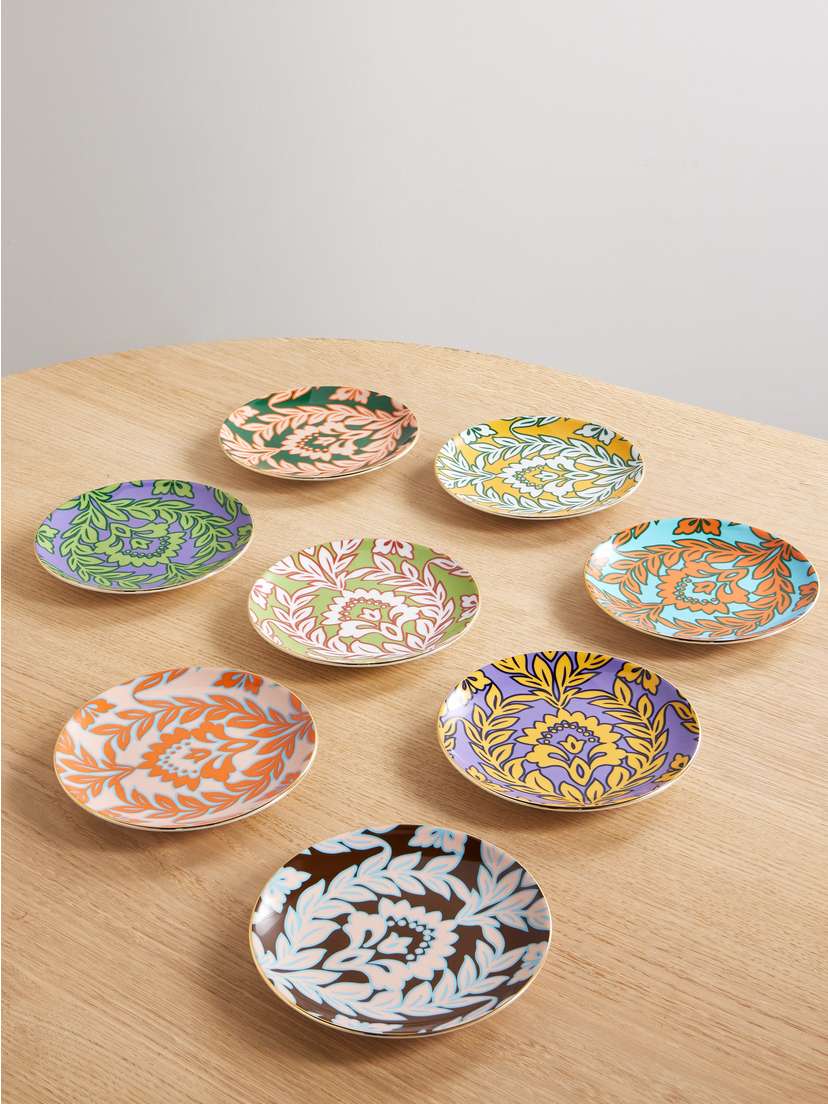 La DoubleJ Set Of Eight Gold-plated Painted Porcelain Charger Plates
