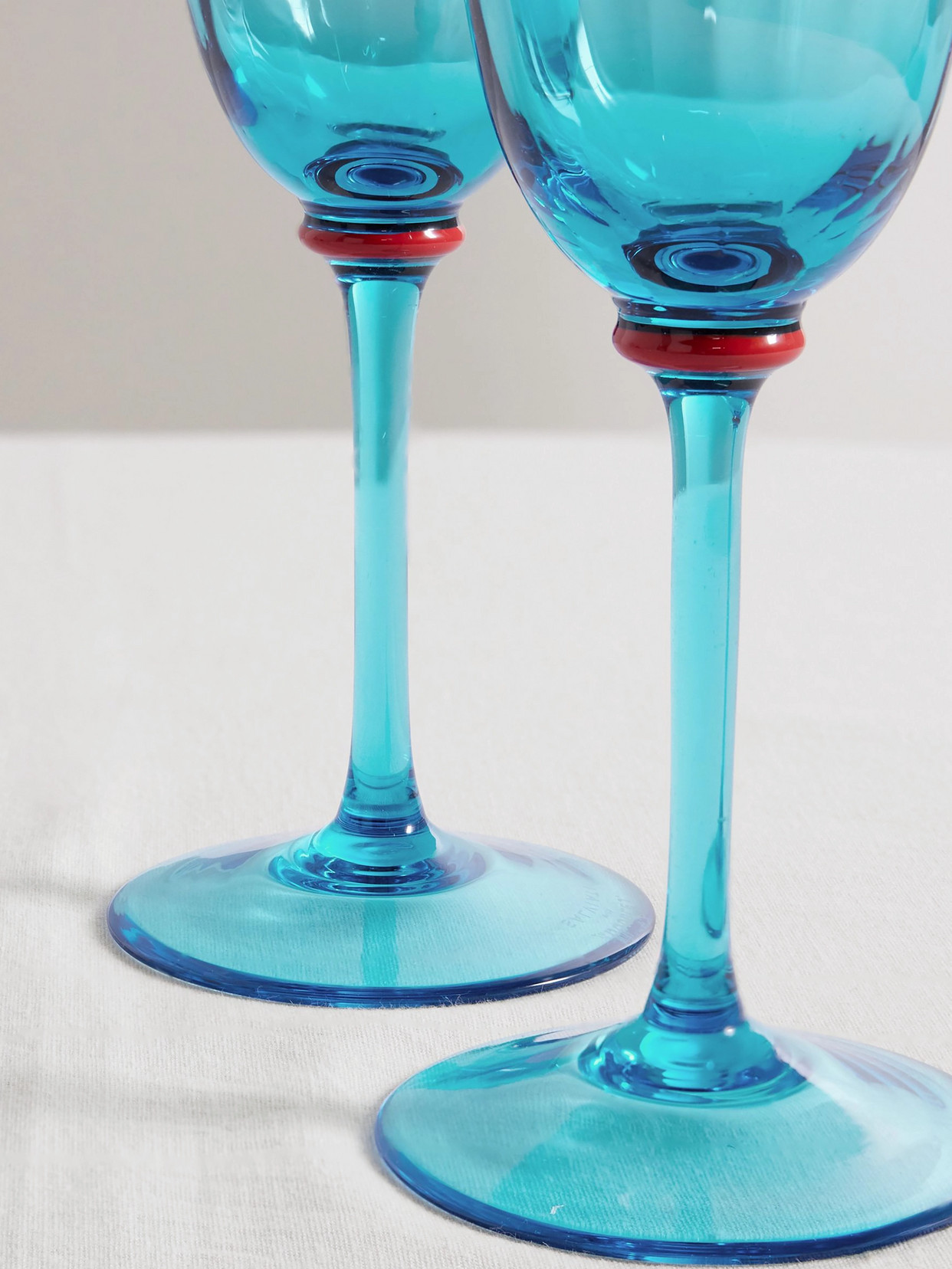 La Doublej Set Of Two Murano Glass Wine Glasses In Blue