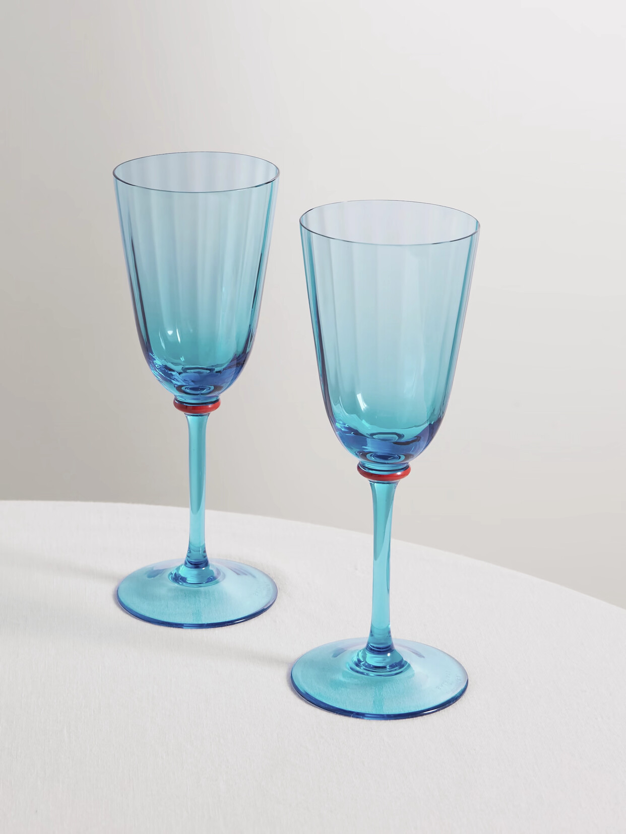 La Doublej Set Of Two Murano Glass Wine Glasses In Blue