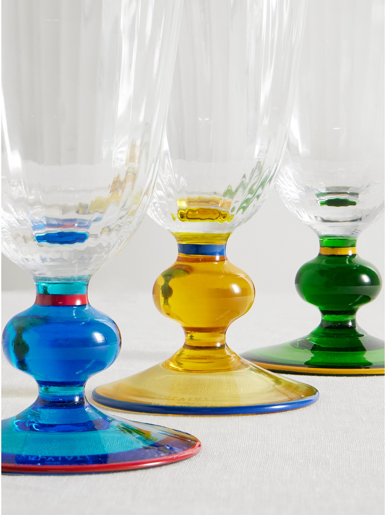 La Doublej Set Of Eight Perfetto Murano Wine Glasses In Multi