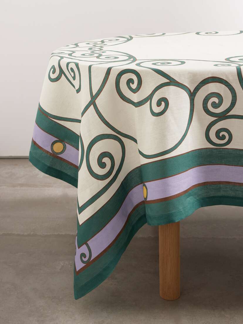 La DoubleJ Large Printed Linen Tablecloth
