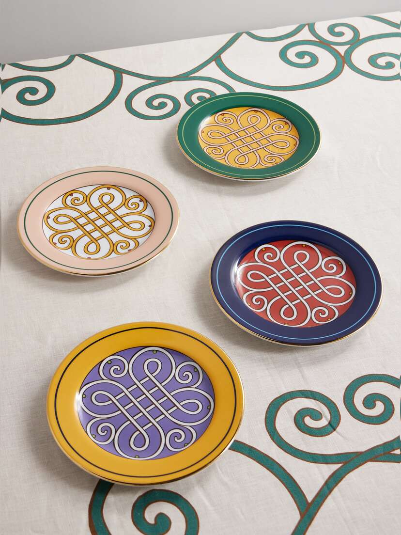 La DoubleJ Set Of Four Printed Porcelain Dessert Plates