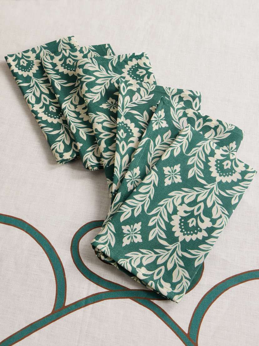 La DoubleJ Set Of Six Floral-print Linen Napkins
