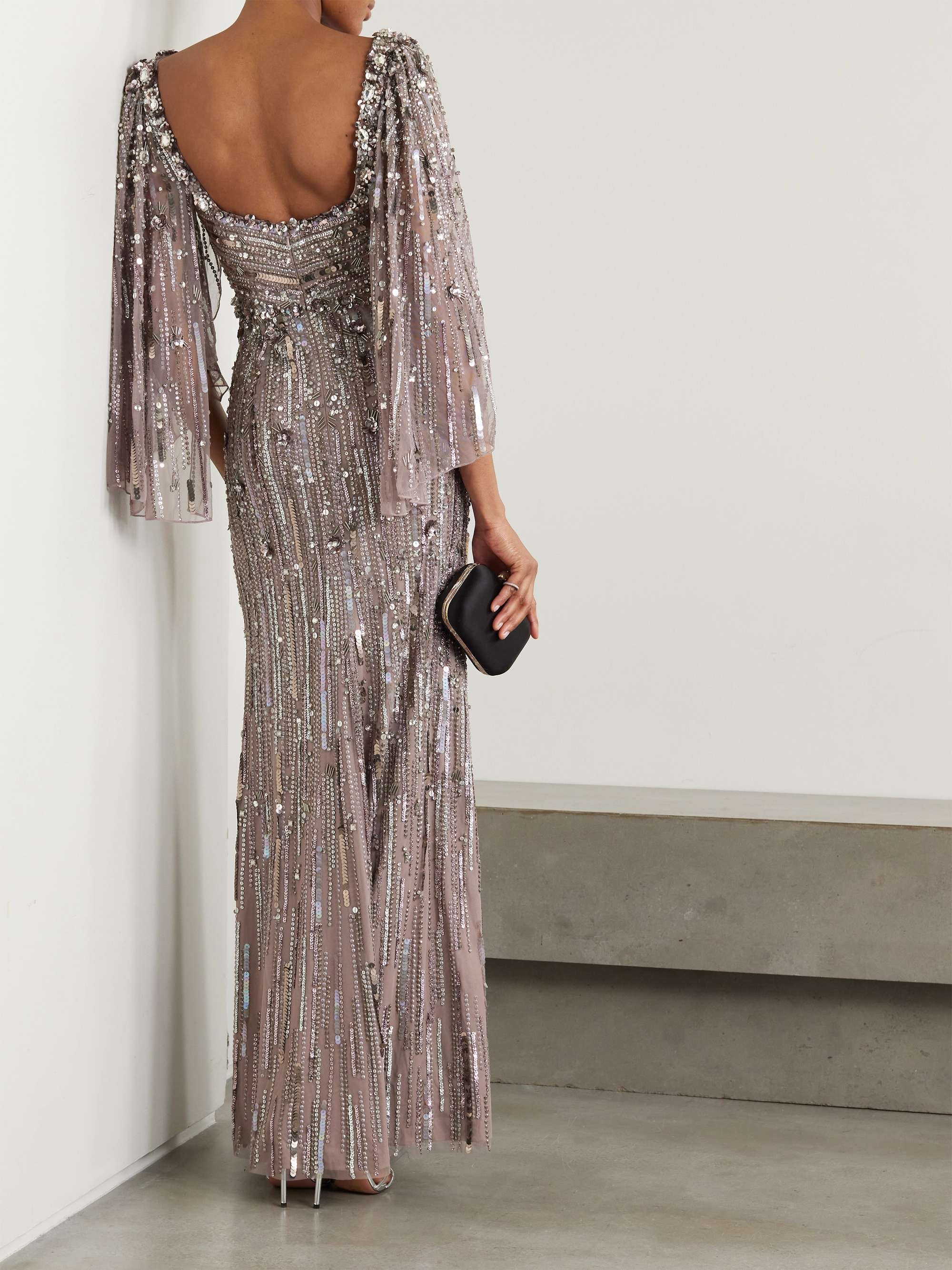 JENNY PACKHAM Cape-effect embellished tulle gown