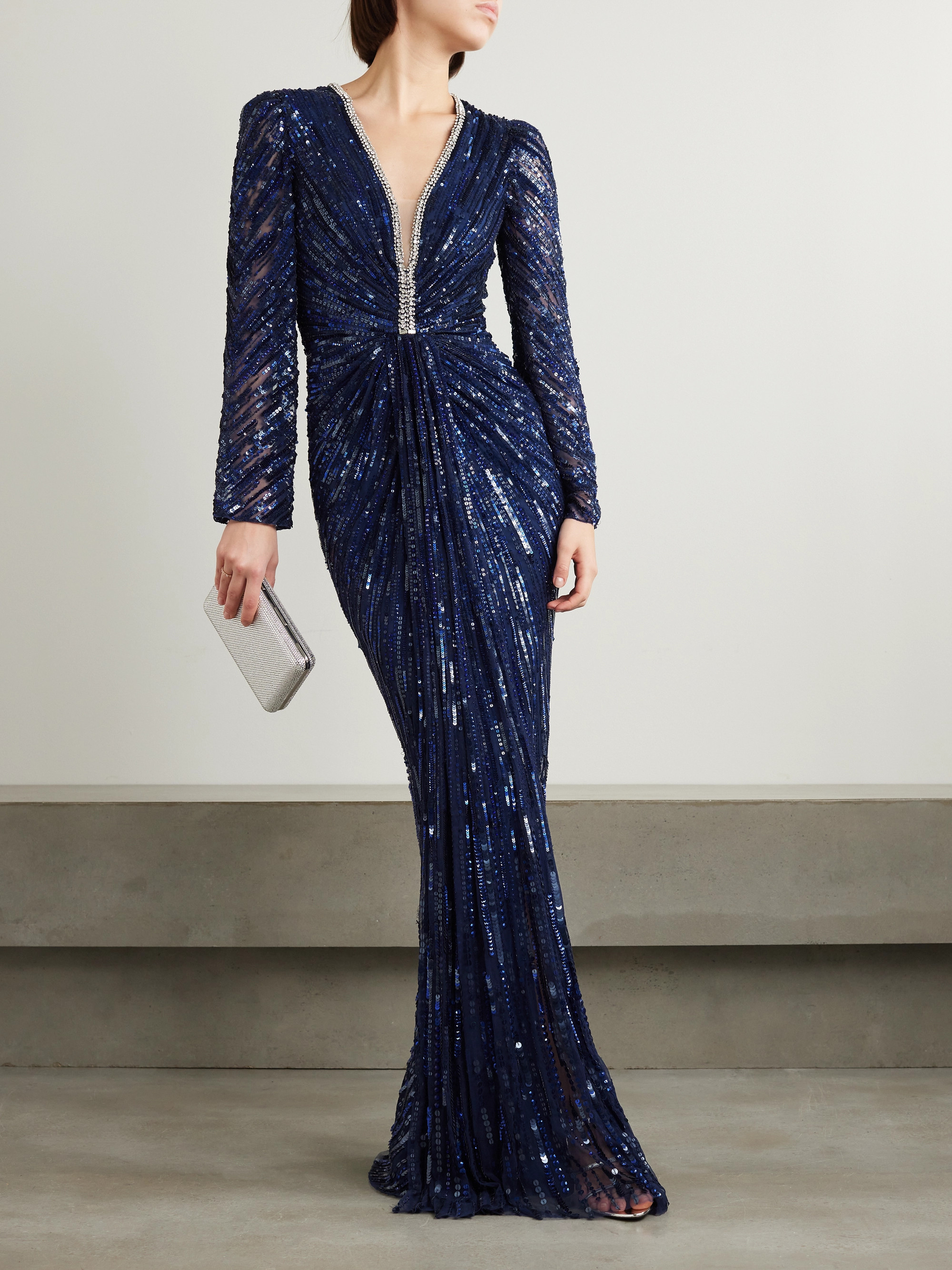 Jenny Packham Darcy crystal-embellished sequined tulle gown