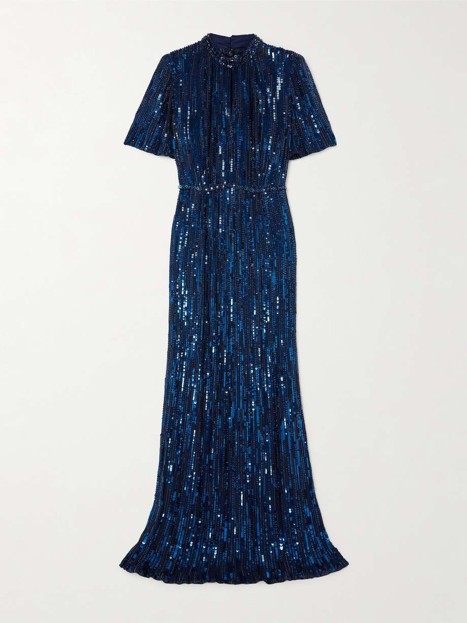 viola bead-embellished sequined tulle gown