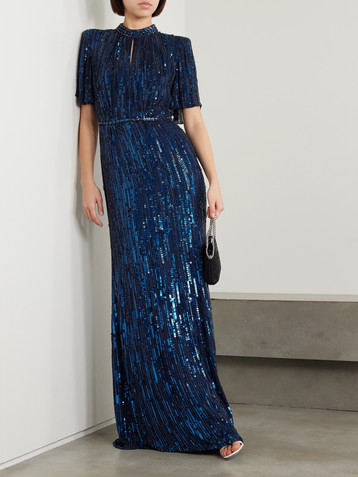 Jenny Packham Viola bead-embellished sequined tulle gown