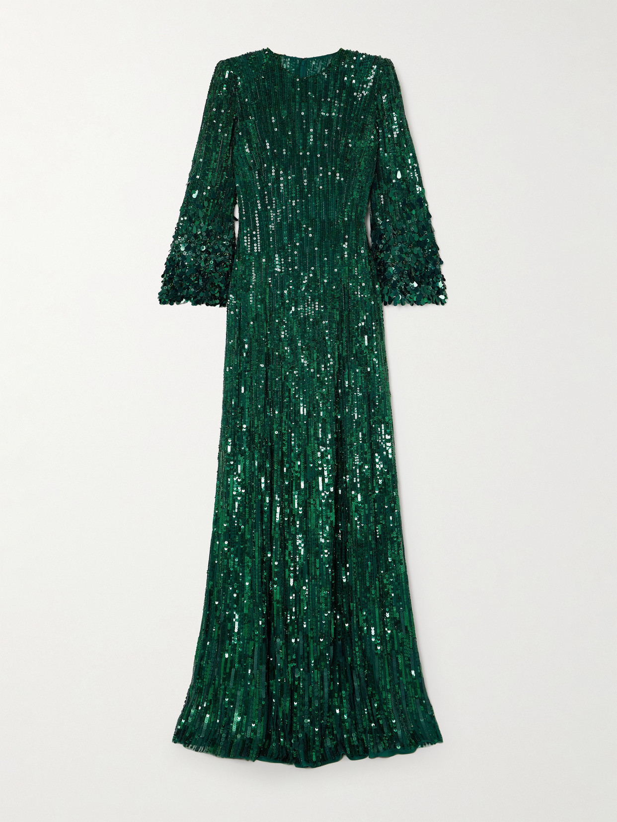 Jenny Packham Nymph Embellished Sequined Tulle Gown In Green