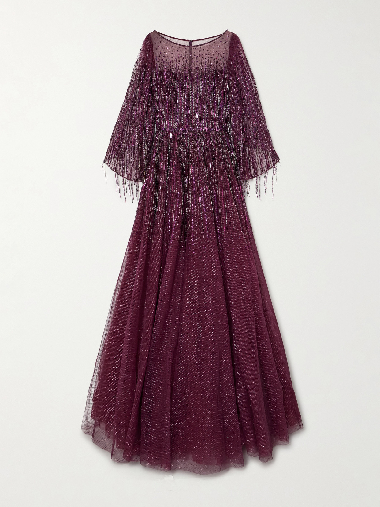 Jenny Packham - Hestia Cape-effect Embellished Glittered Tulle Gown - Pink