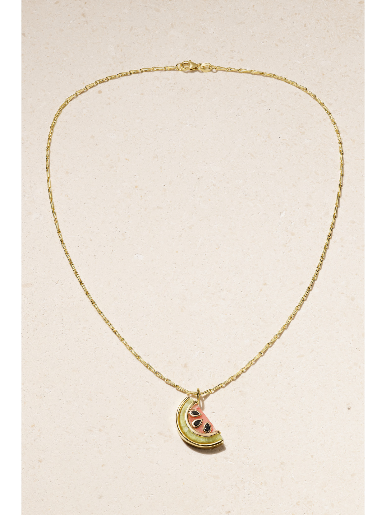 Shop Brent Neale Medium Watermelon 18-karat Gold Multi-stone Necklace