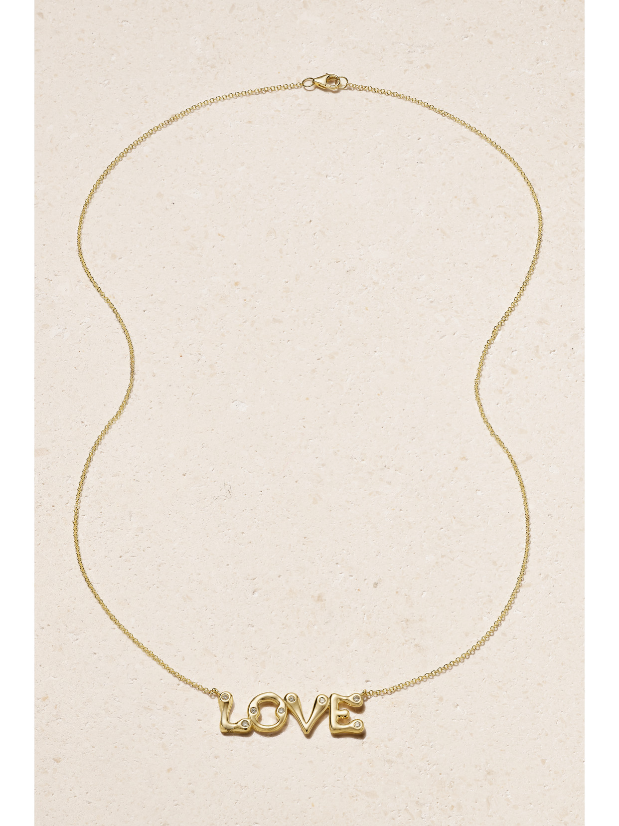 BRENT NEALE BUBBLE LETTER LOVE 18-KARAT GOLD DIAMOND NECKLACE