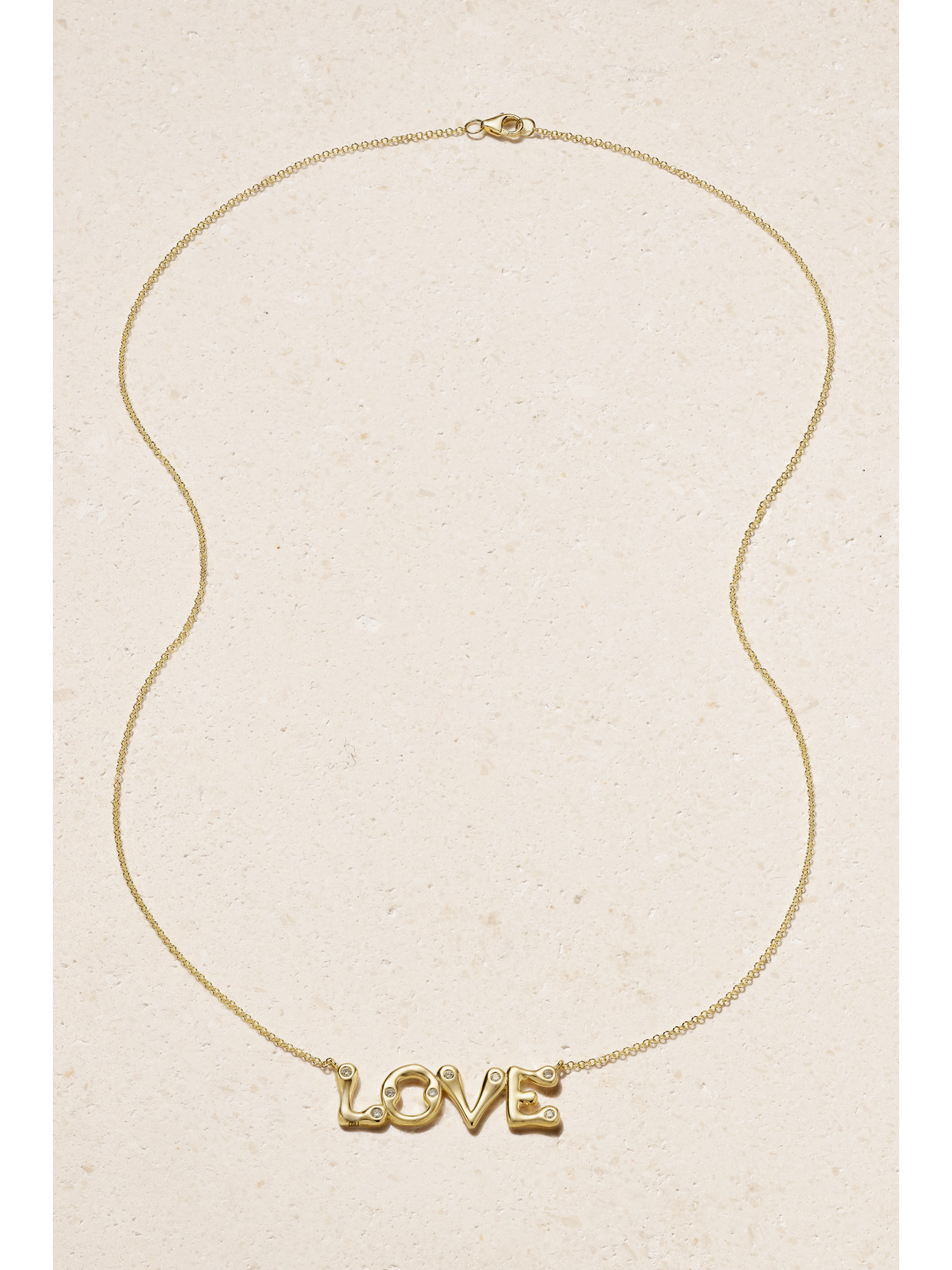 Shop Brent Neale Bubble Letter Love 18-karat Gold Diamond Necklace