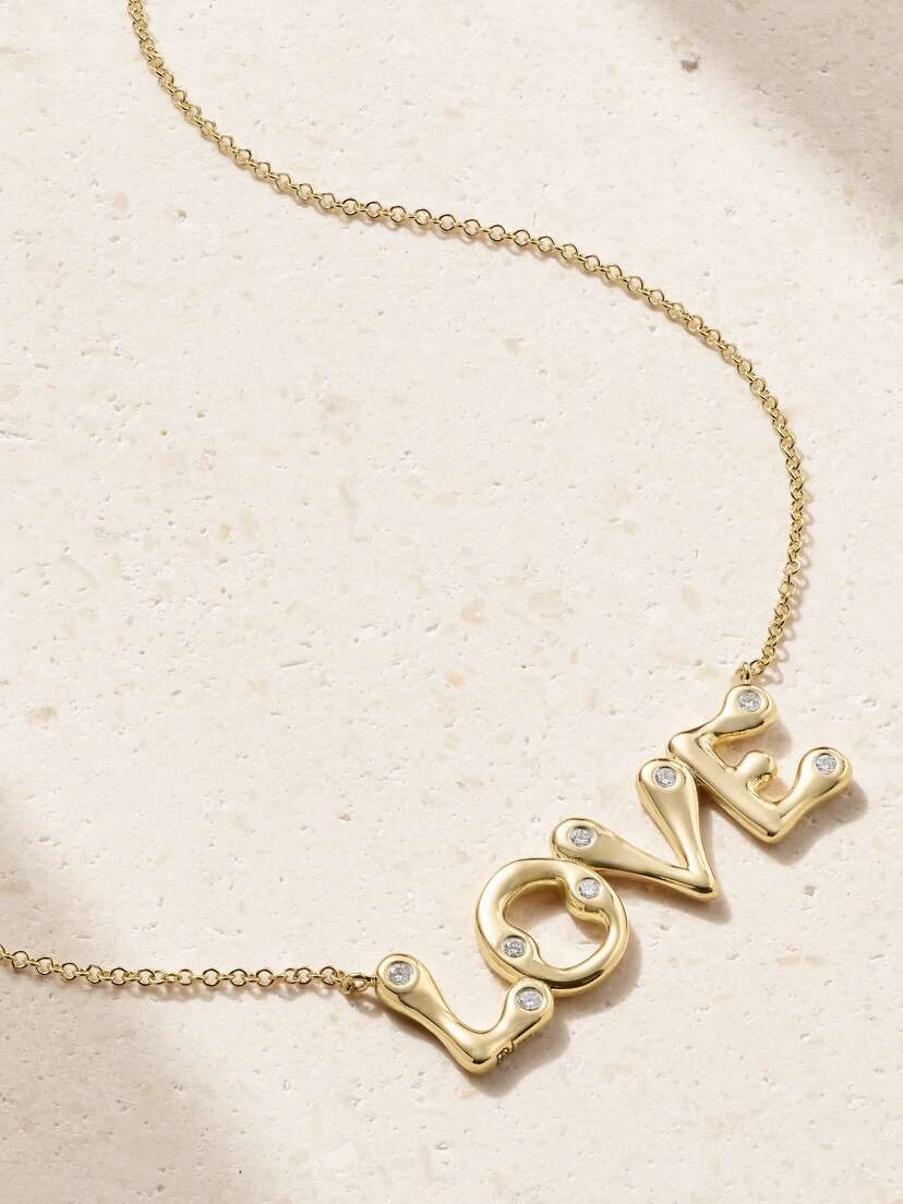 Brent Neale Bubble Letter Love 18-karat Gold Diamond Necklace