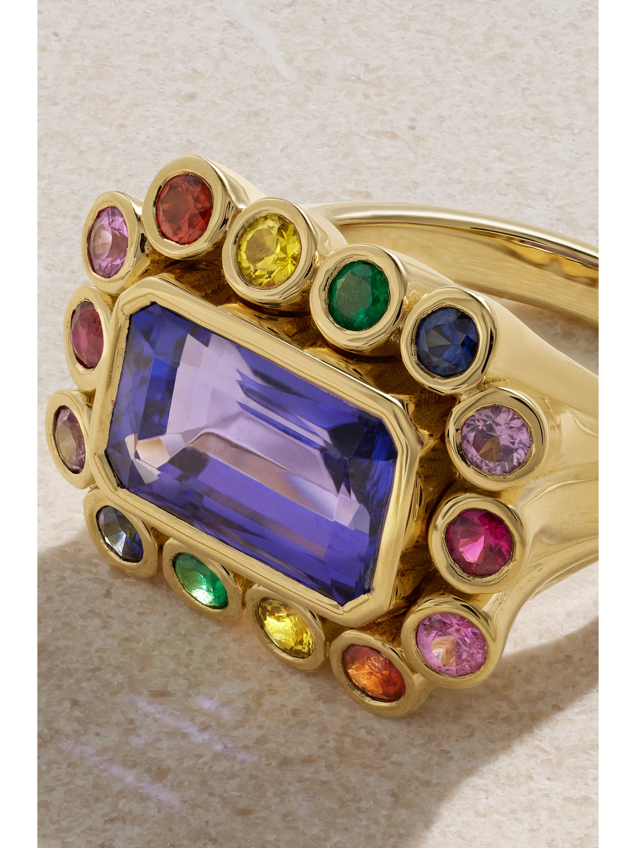 BRENT NEALE WILDFLOWER 18-KARAT GOLD MULTI-STONE RING