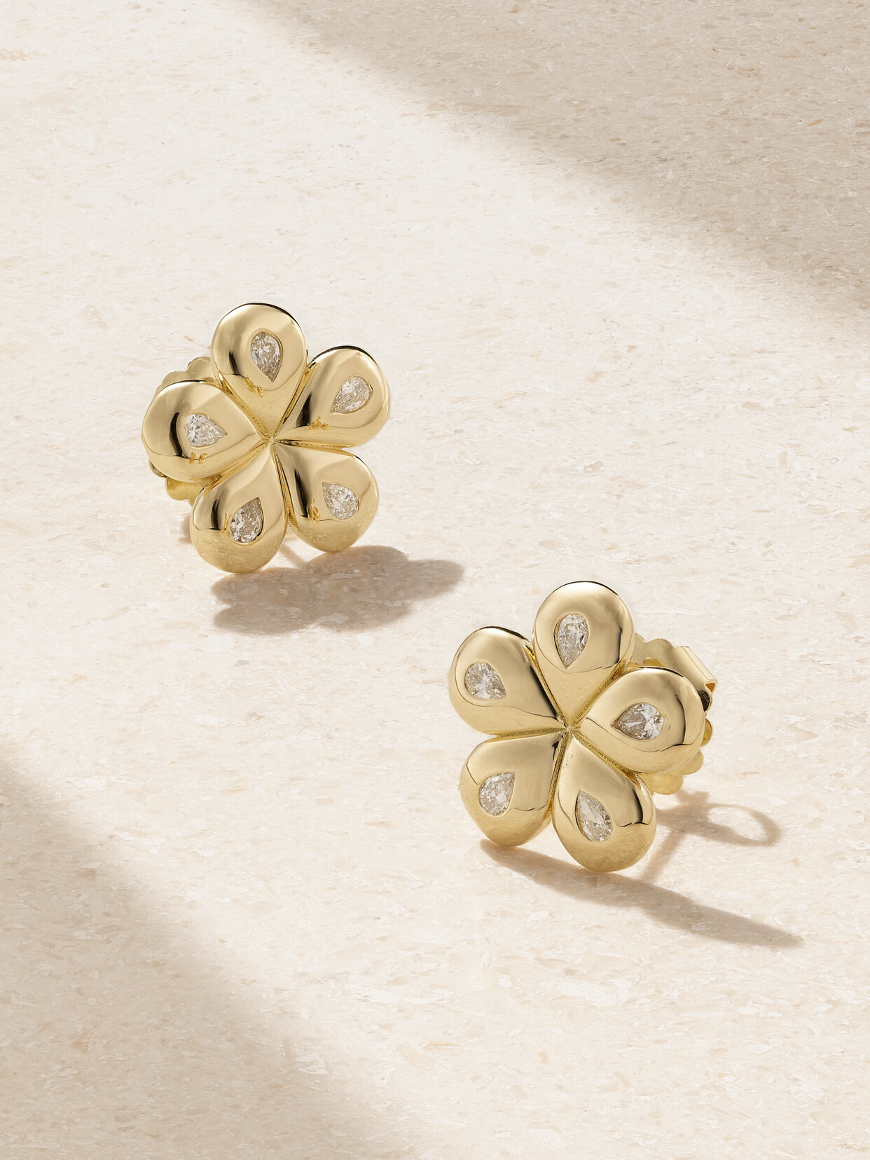 Brent Neale Mini Petal Flower 18-karat  Diamond Earrings