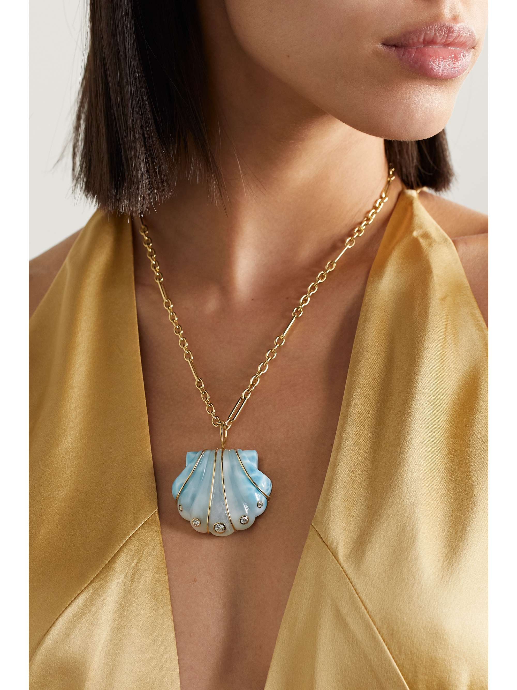BRENT NEALE Shell 18-karat gold multi-stone necklace