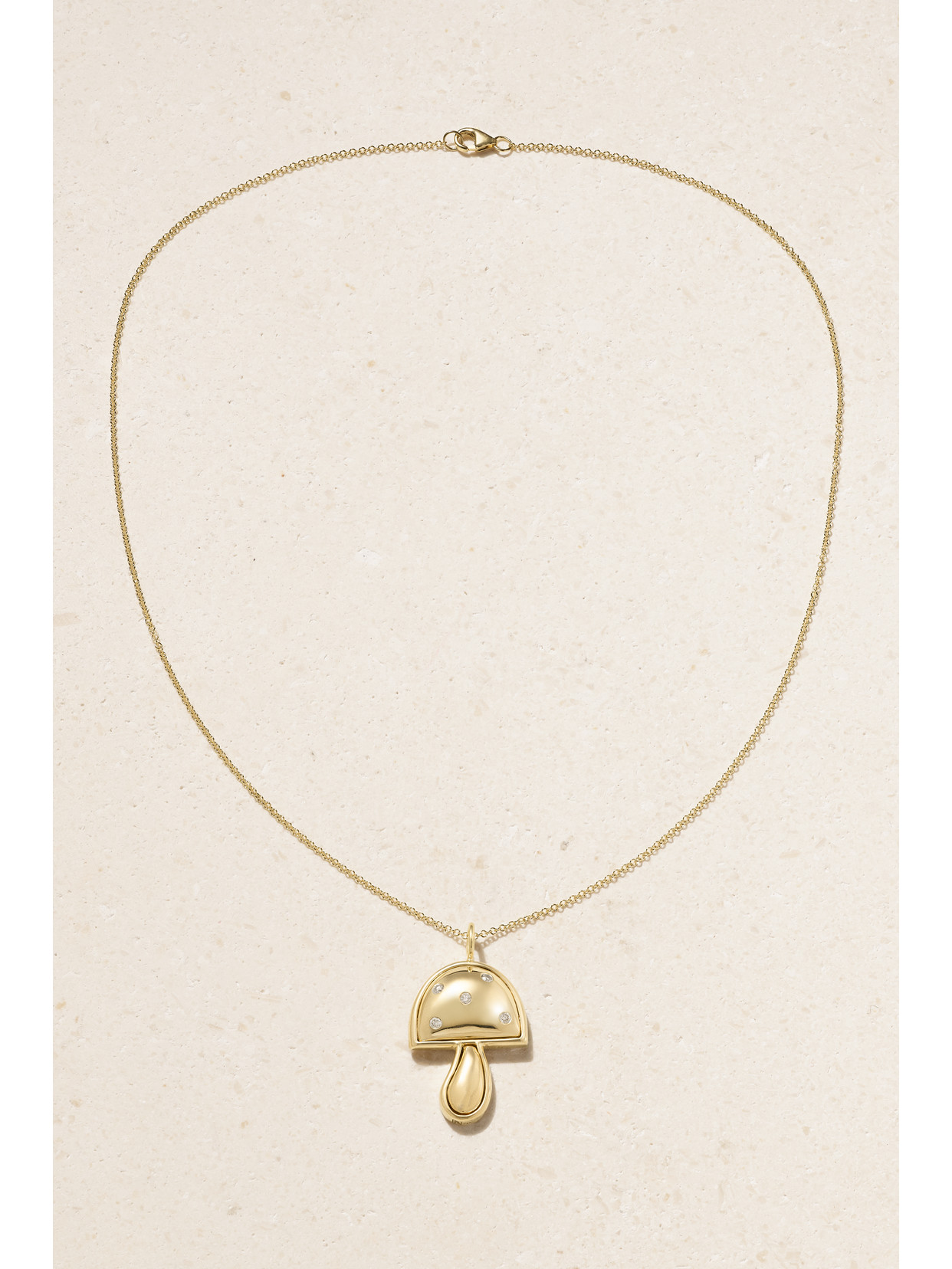 Shop Brent Neale Mini Mushroom 18-karat Gold Diamond Necklace