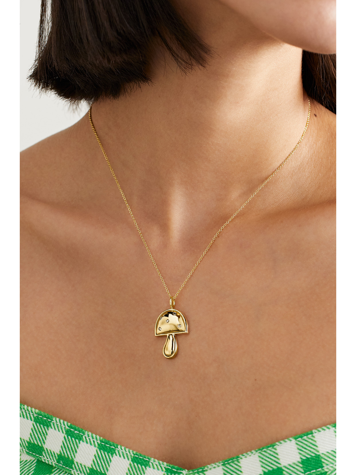 Brent Neale Mini Mushroom 18-karat Gold Diamond Necklace In Gold