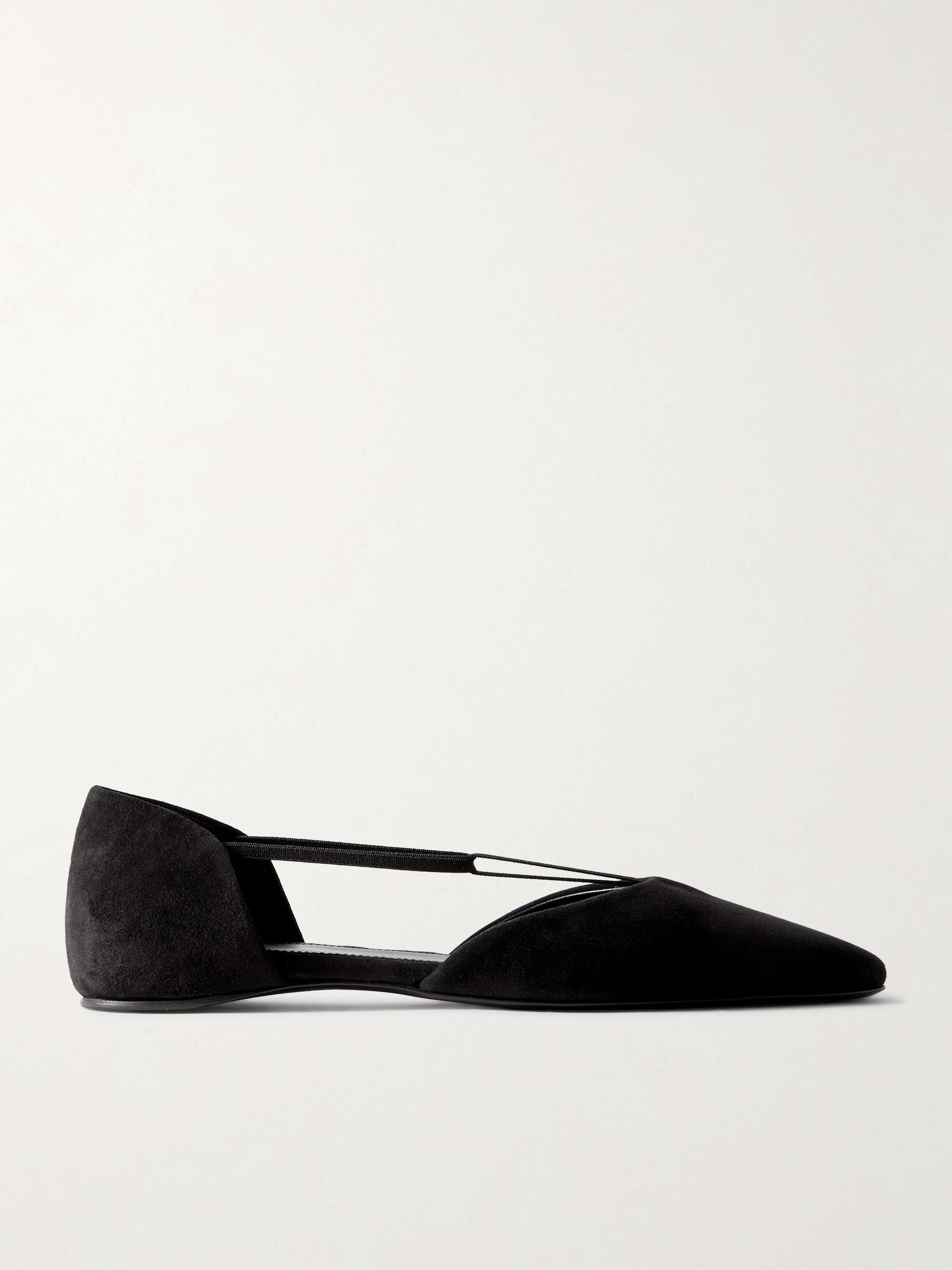 TOTEME + NET SUSTAIN The T-strap suede point-toe flats | NET-A-PORTER