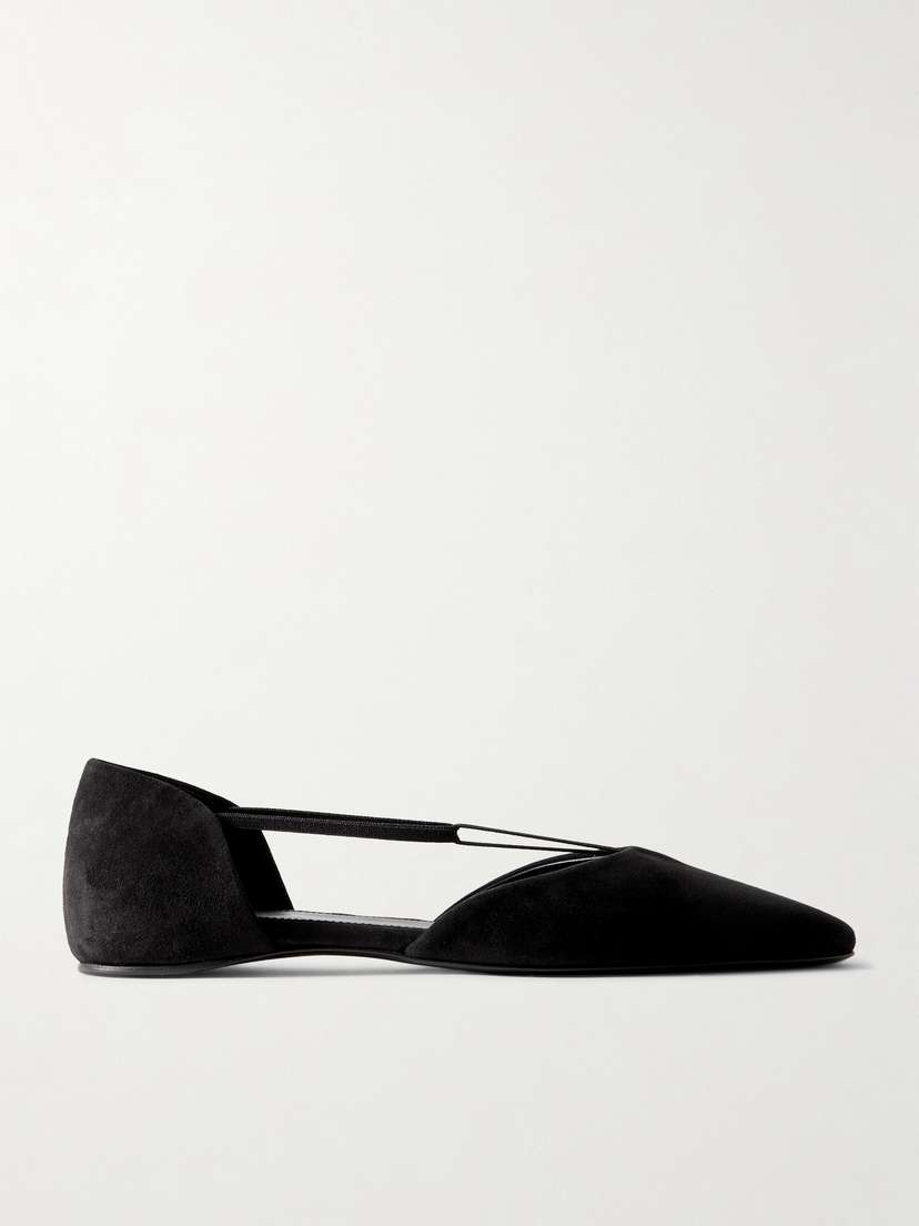 TOTEME + Net Sustain The T-strap Suede Point-toe Flats