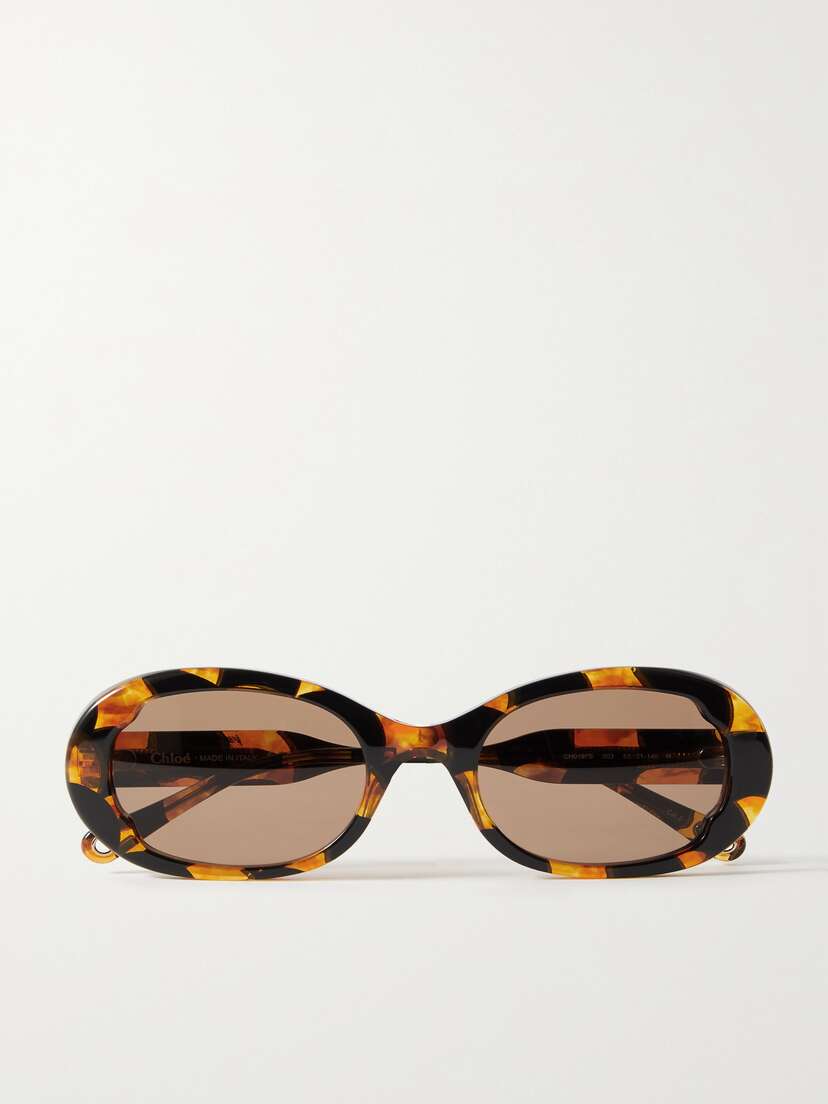 Chloé Honoré Oval-frame Tortoiseshell Recycled-acetate Sunglasses
