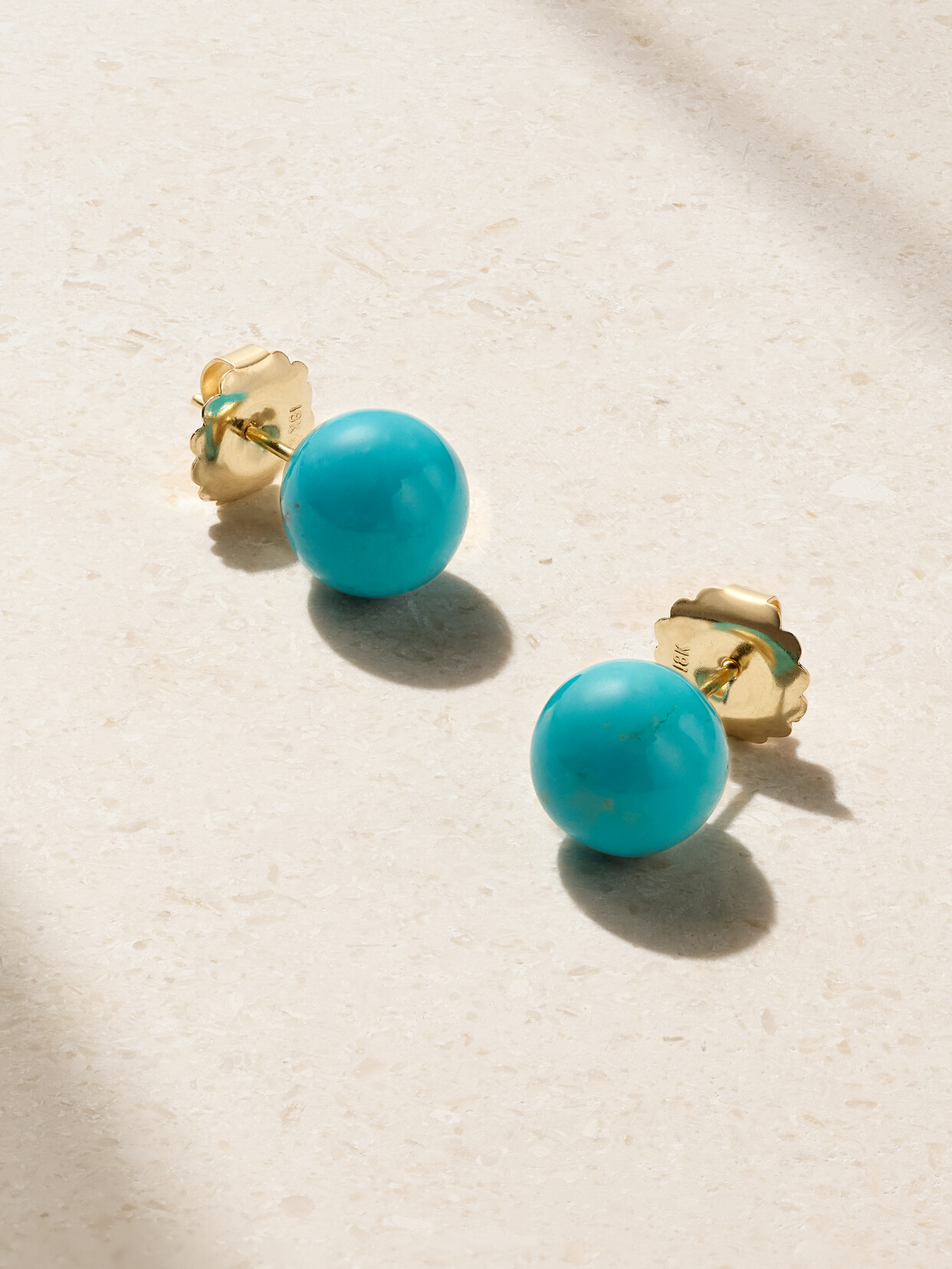 Irene Neuwirth Large Gumball 18-karat Gold Turquoise Earrings