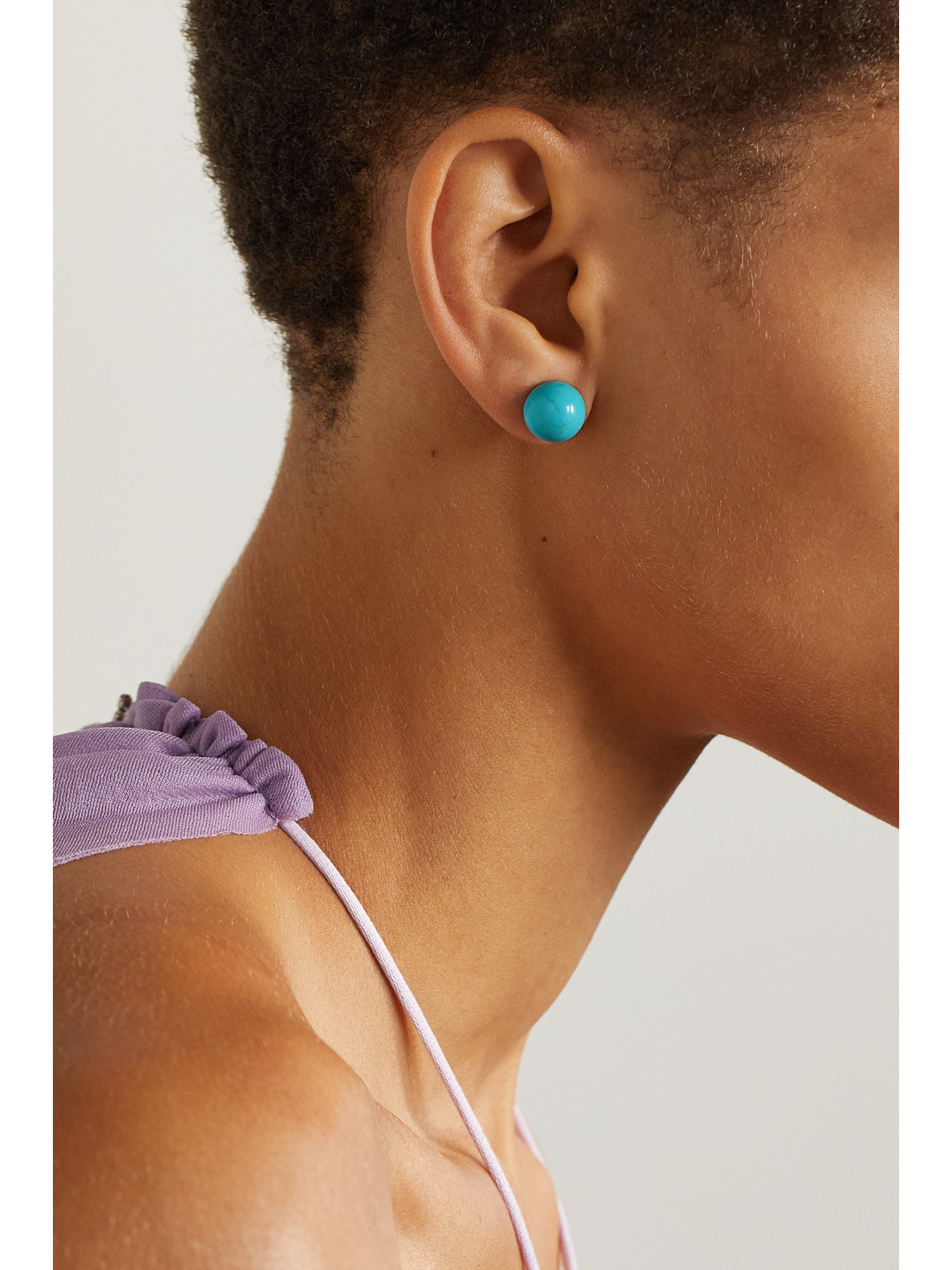 Irene Neuwirth Large Gumball 18-karat Gold Turquoise Earrings In Gold
