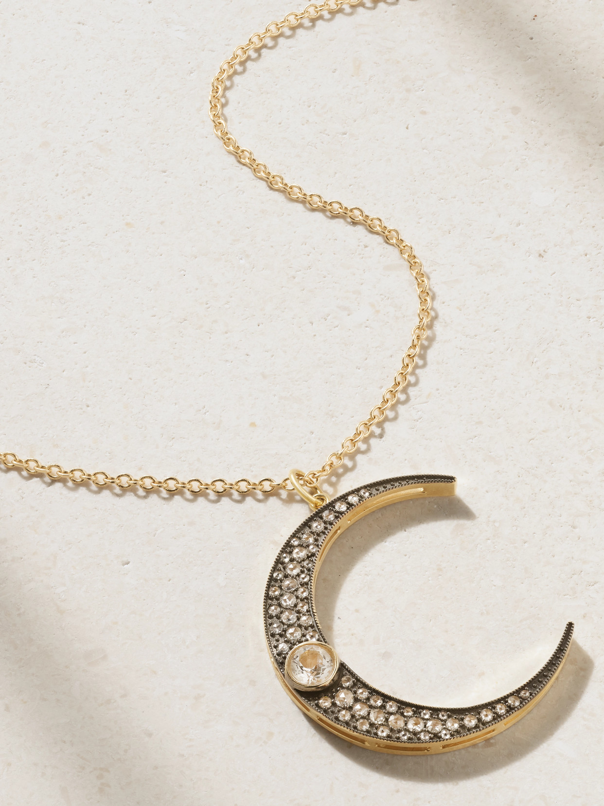 Andrea Fohrman - Large Luna 14-karat Gold Diamond Necklace - One size