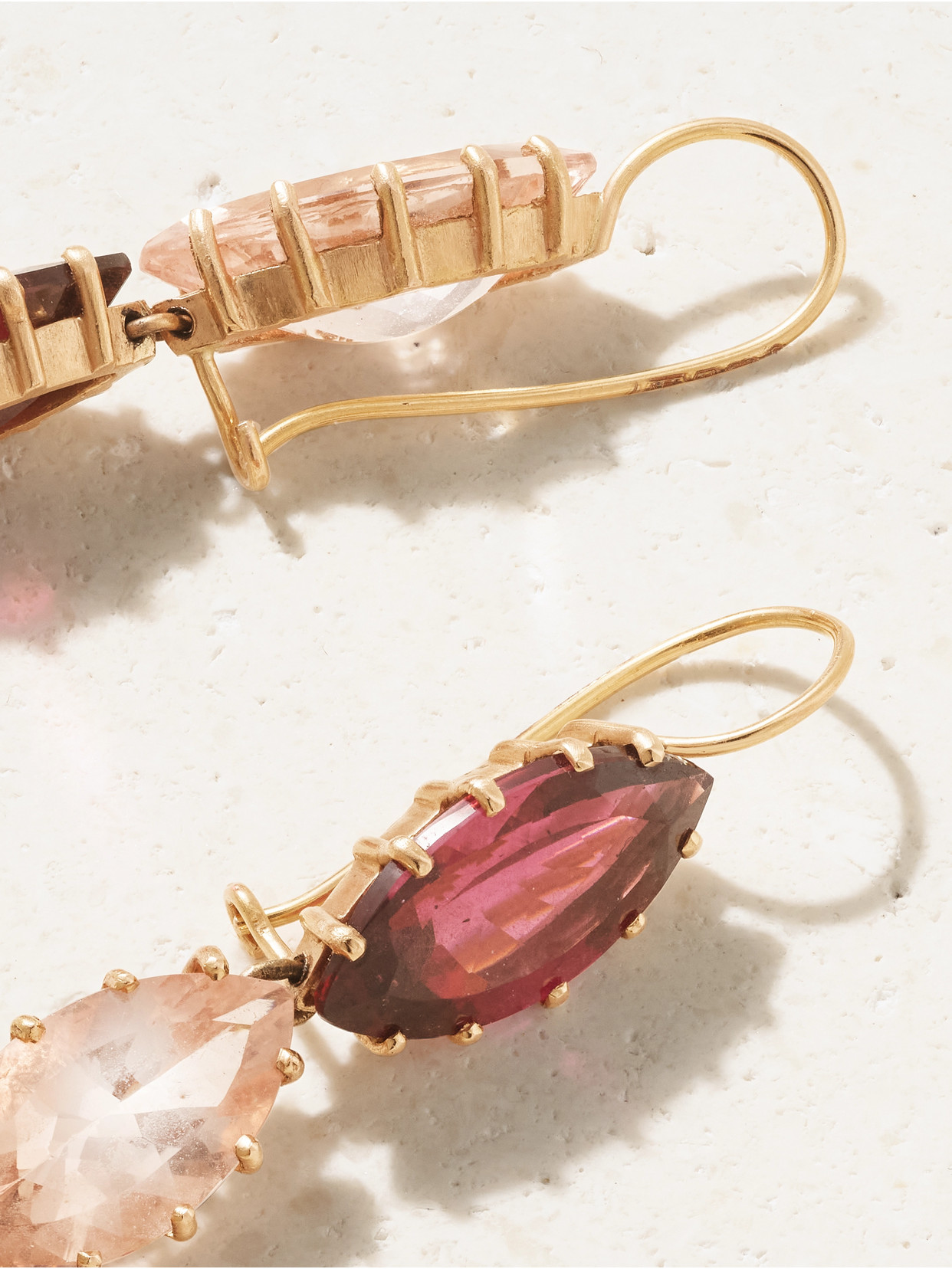 Andrea Fohrman 18-karat Rose Gold, Rhodolite Garnet And Morganite Earrings In Gold