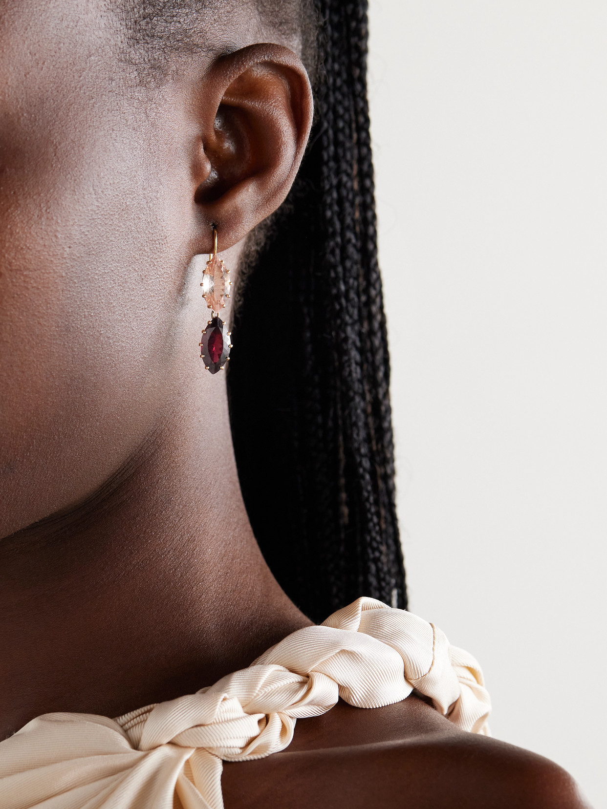 Andrea Fohrman 18-karat Rose Gold, Rhodolite Garnet And Morganite Earrings In Gold