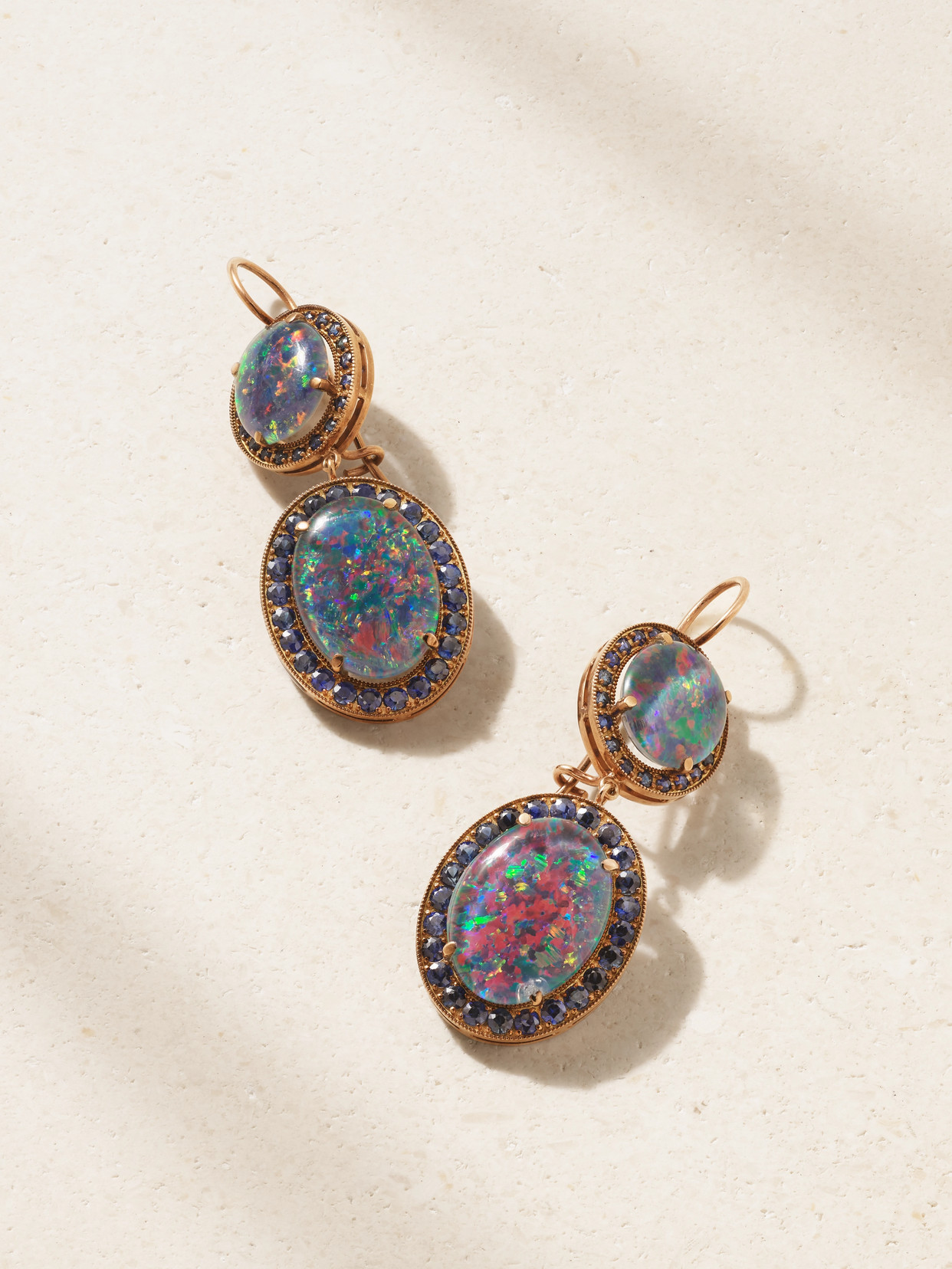 Andrea Fohrman 18-karat Gold, Rhodium, Opal And Sapphire Earrings In Blue