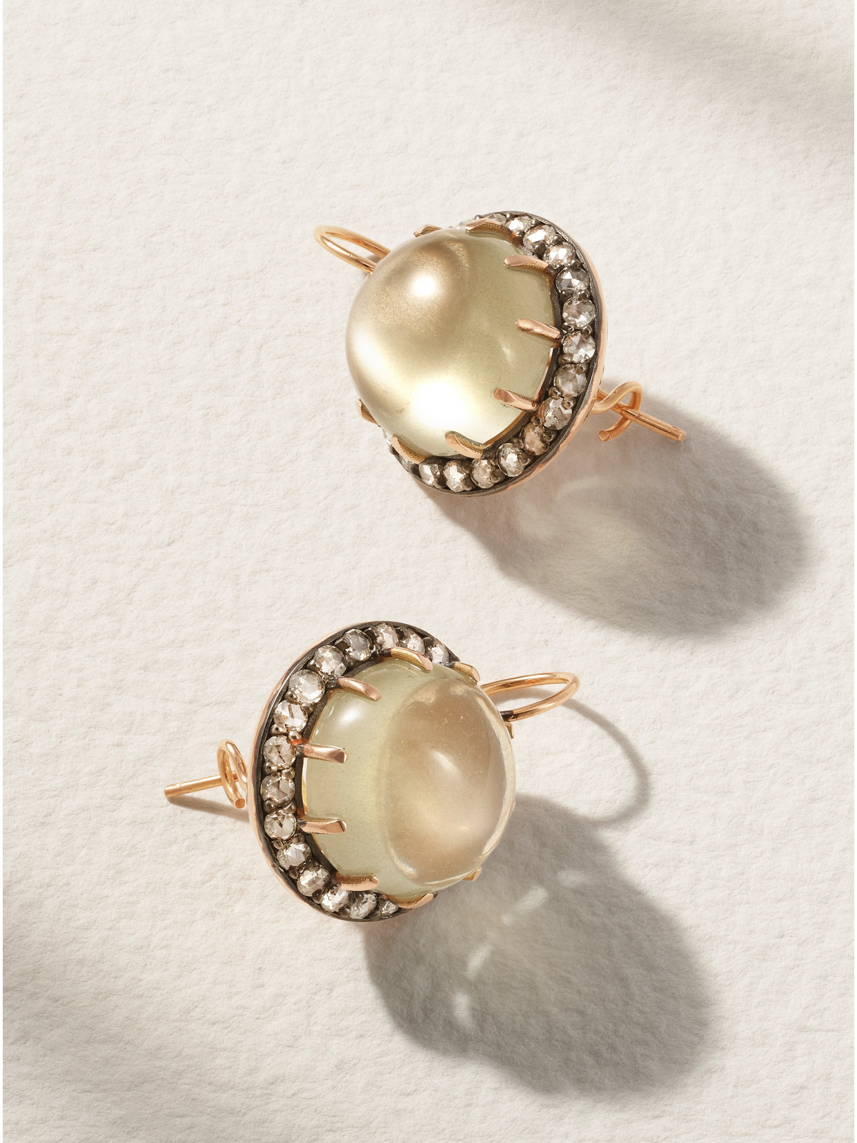 Andrea Fohrman 14-karat Rose Gold, Moonstone And Diamond Earrings