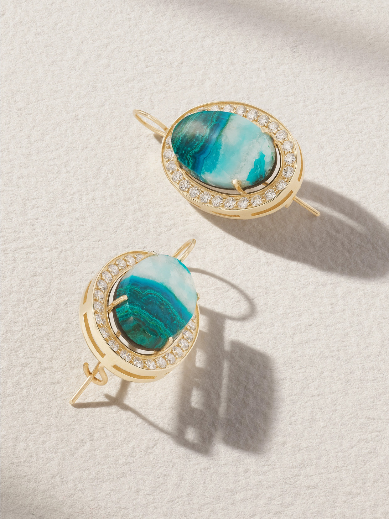 Andrea Fohrman 18-karat Gold, Chrysocolla And Diamond Earrings