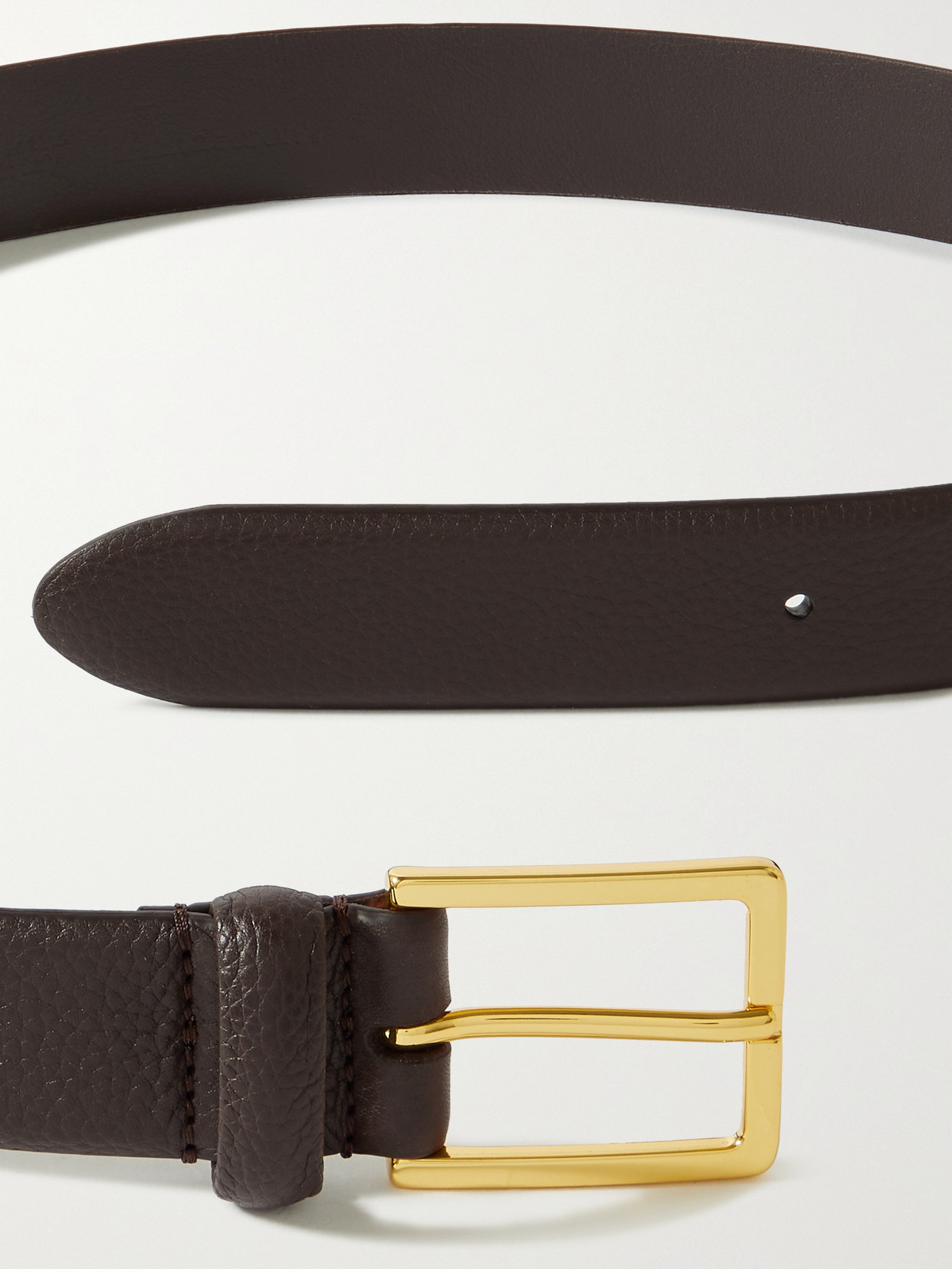 Shop Anderson's Textured-leather Belt In Brown