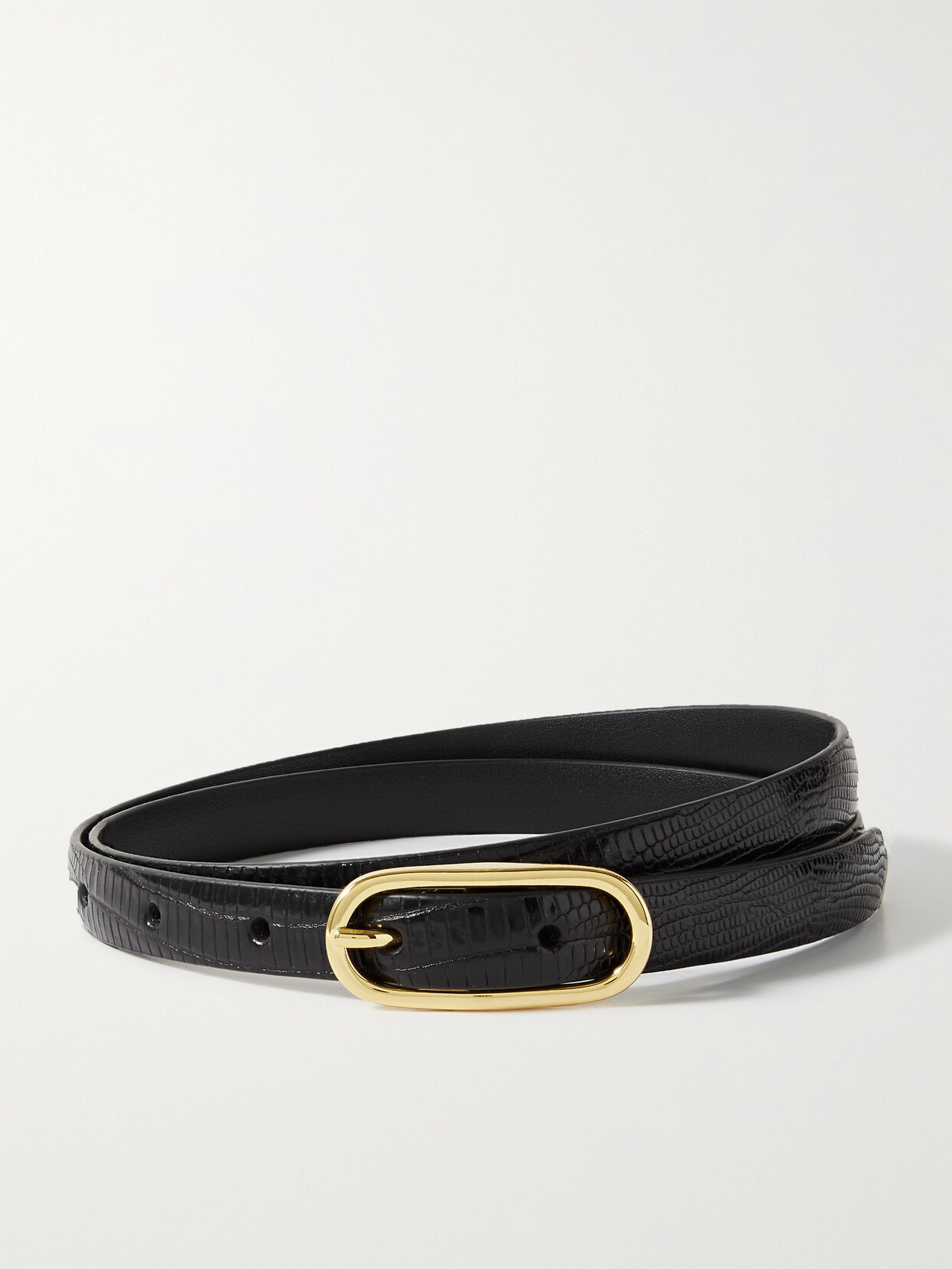 Anderson's Lizard-effect Leather Belt In Black