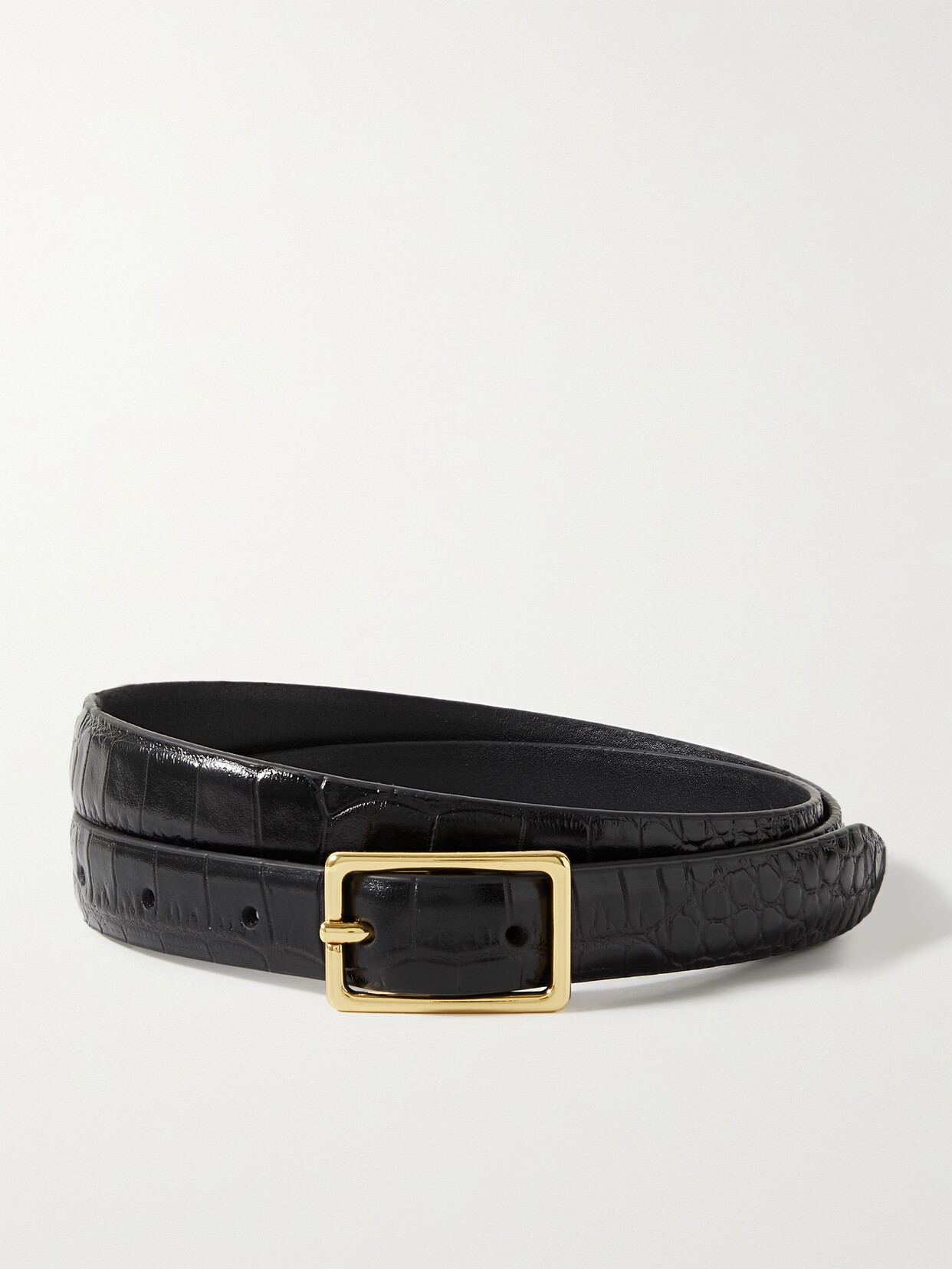 Anderson's Croc-effect Leather Belt In Black