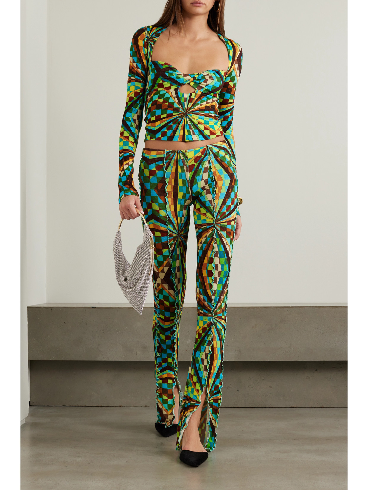 Siedrés - Divy Twist-Front Cutout Printed Stretch-Jersey Top