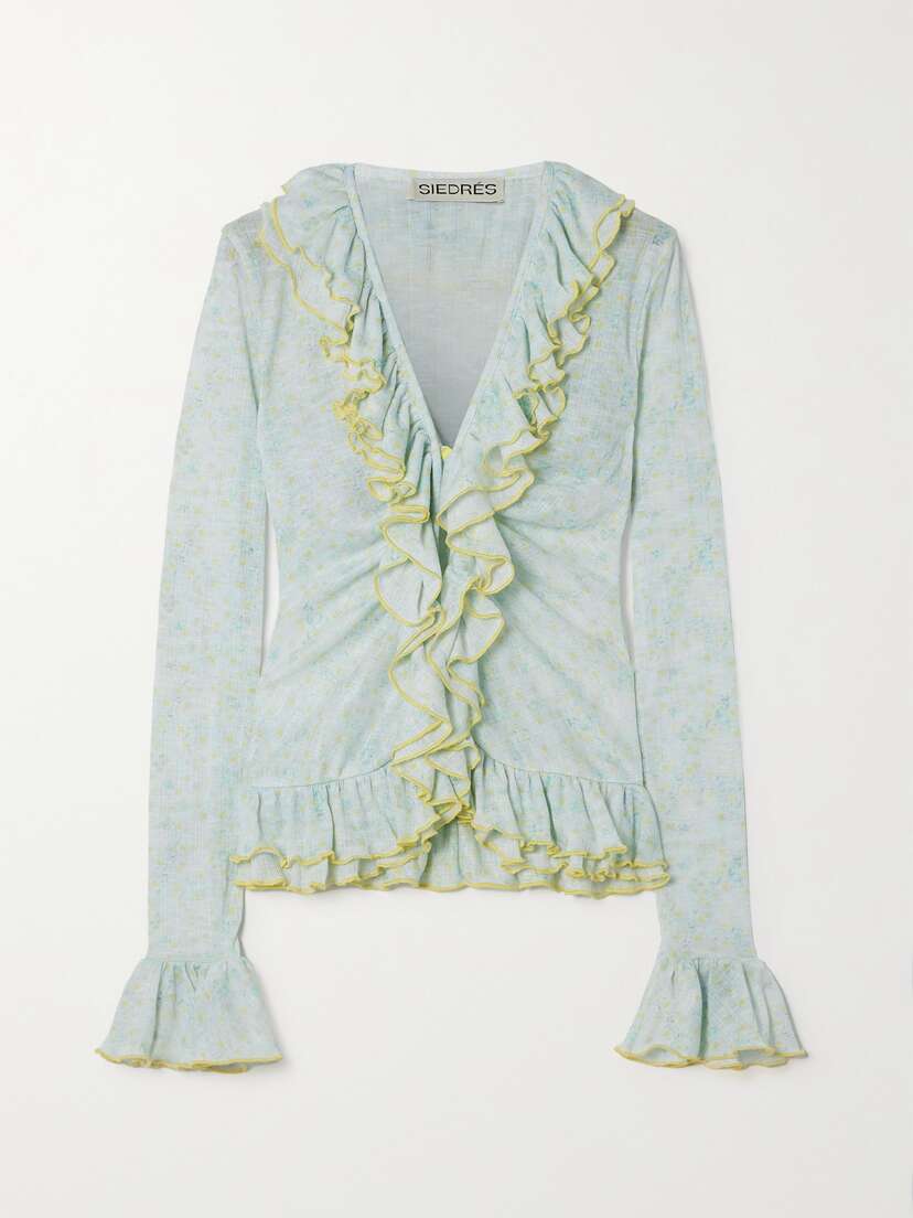 SIEDRÉS Ilon Ruffled Floral-print Woven Top