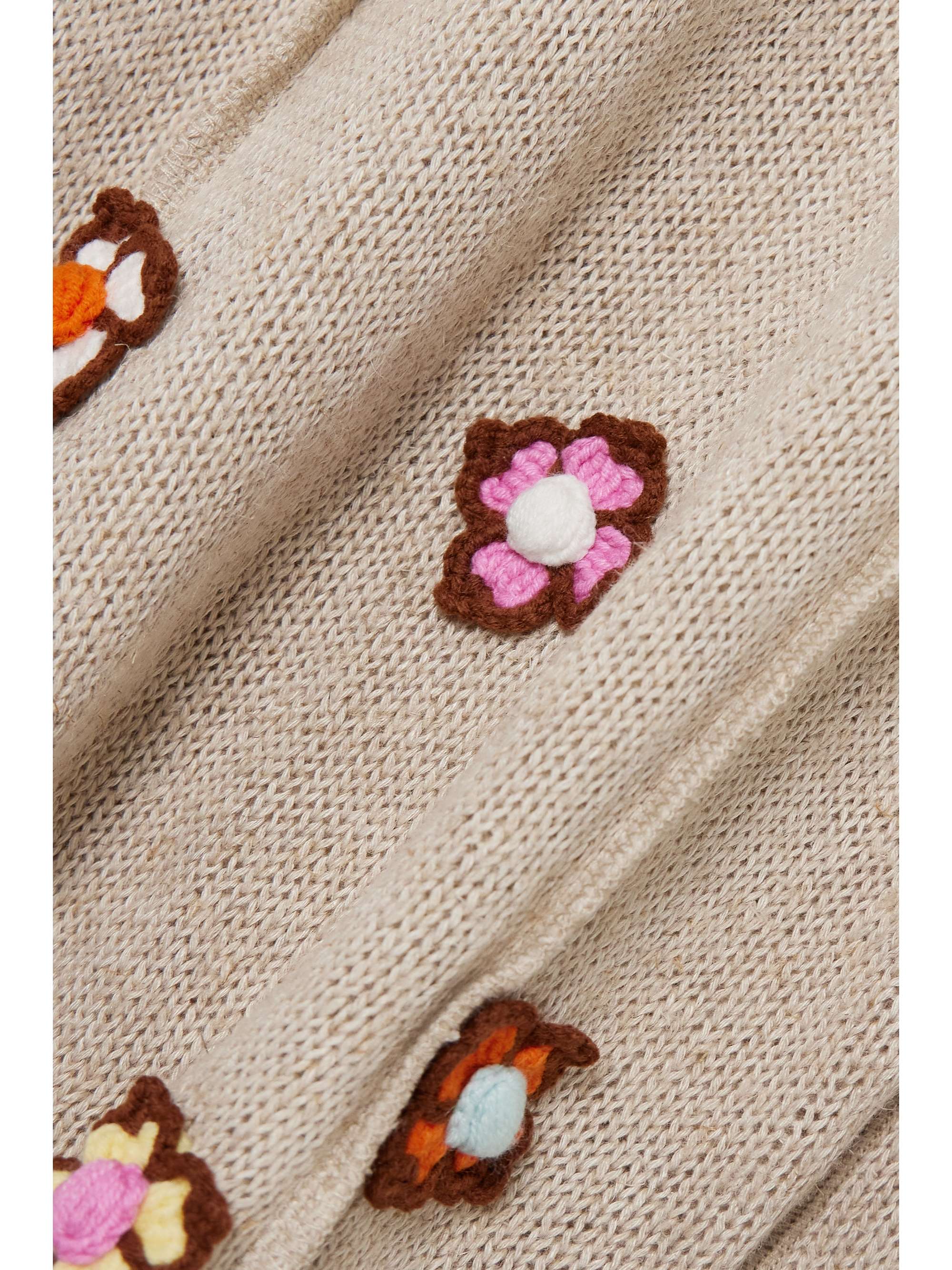 Stone Neta appliquéd linen-blend sweater | SIEDRÉS | NET-A