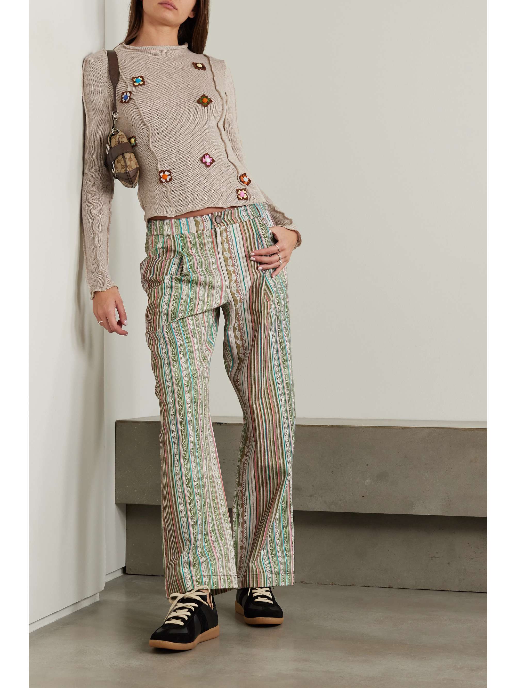 Stone Neta appliquéd linen-blend sweater | SIEDRÉS | NET-A