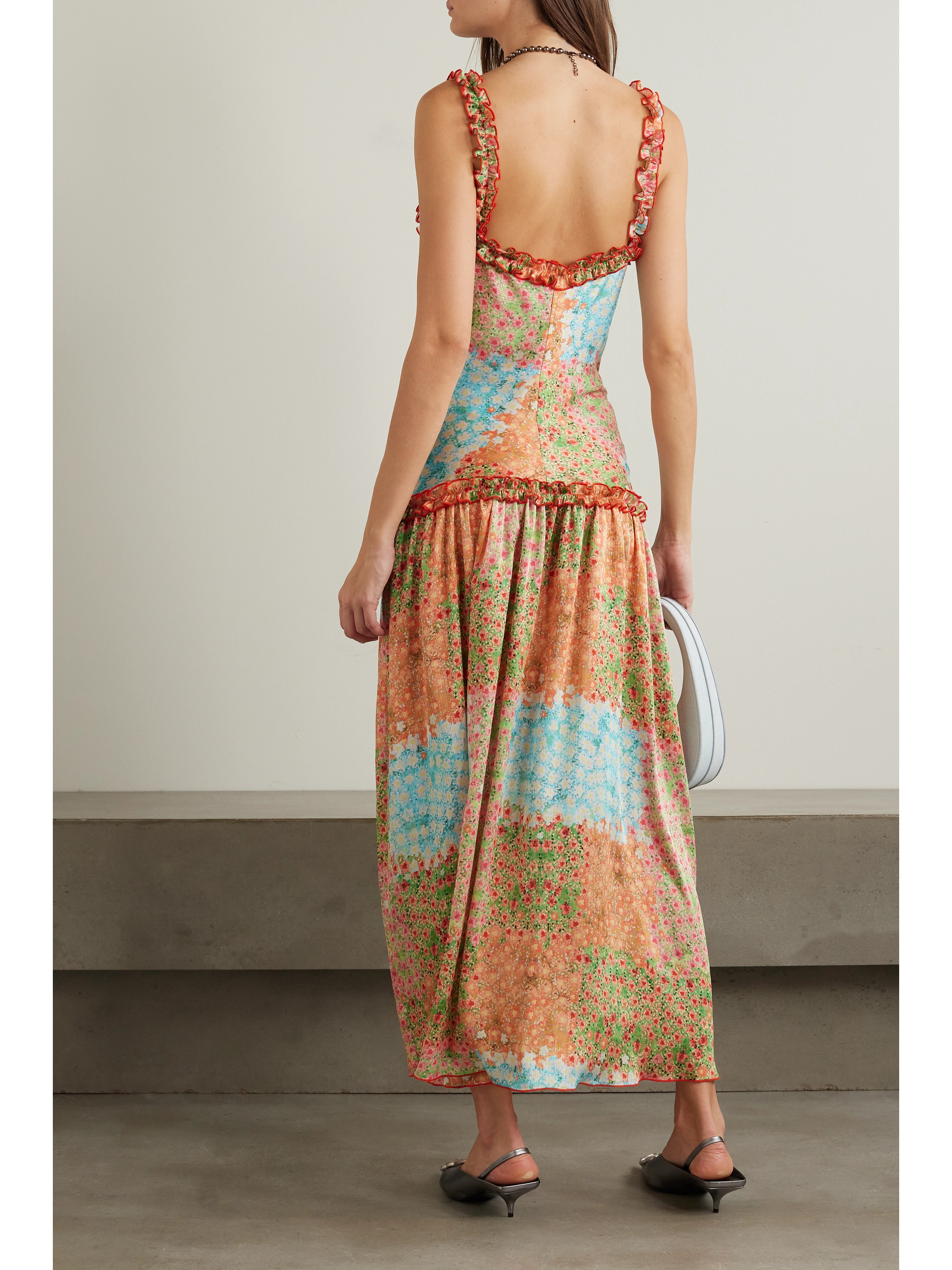 Siedrés Leona ruffled floral-printed crinkled-crepe midi dress thumbnail