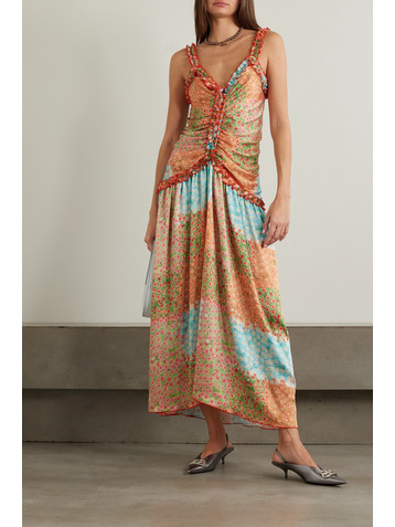Siedrés Leona ruffled floral-printed crinkled-crepe midi dress