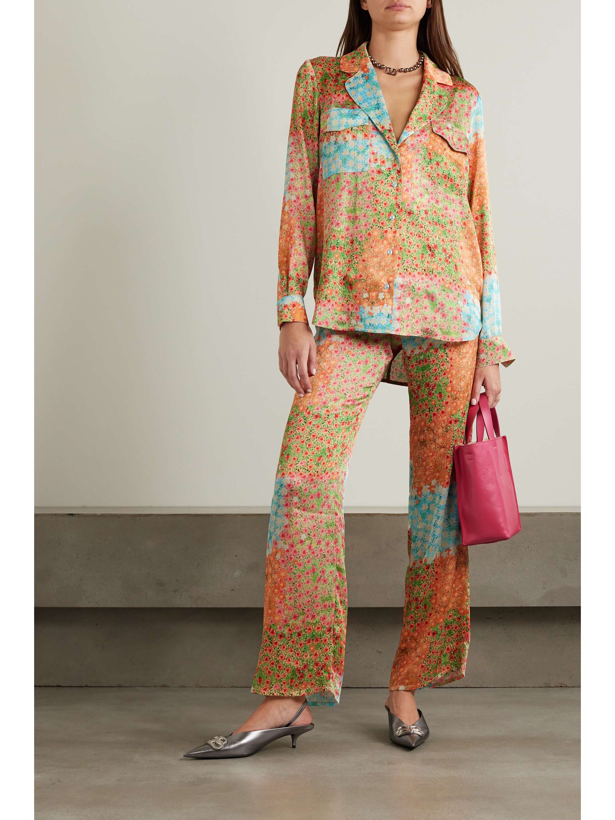 SIEDRÉS Sole floral-printed crinkled-crepe wide-leg pants