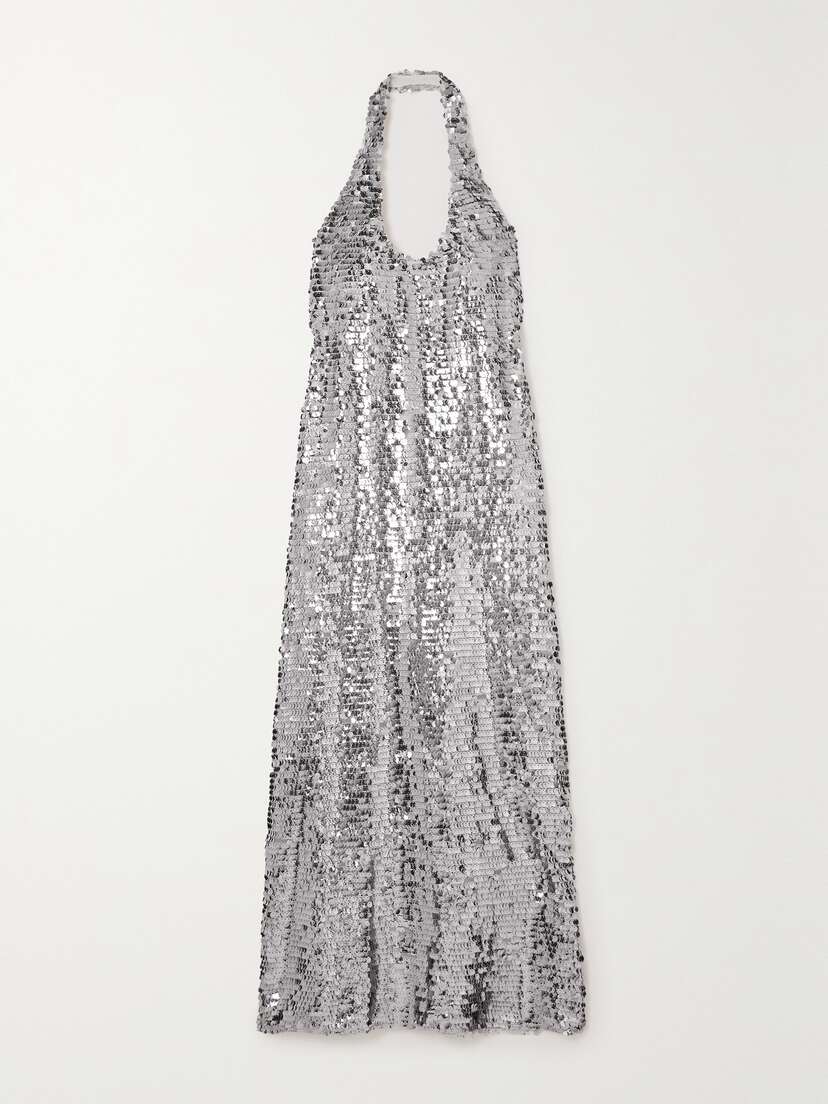 SIEDRÉS Hely Sequined Tulle Halterneck Midi Dress