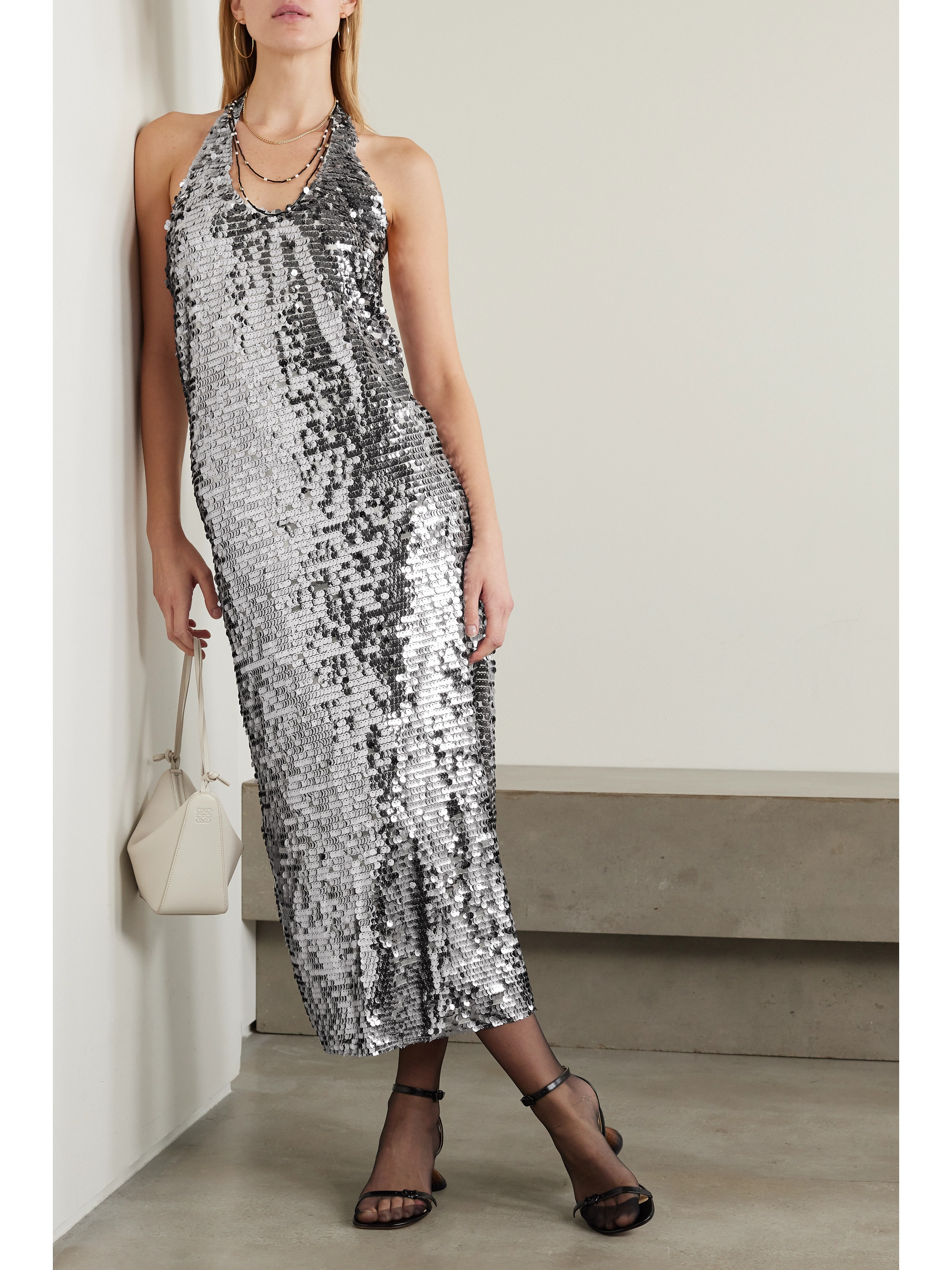 Siedrés Hely sequined tulle halterneck midi dress