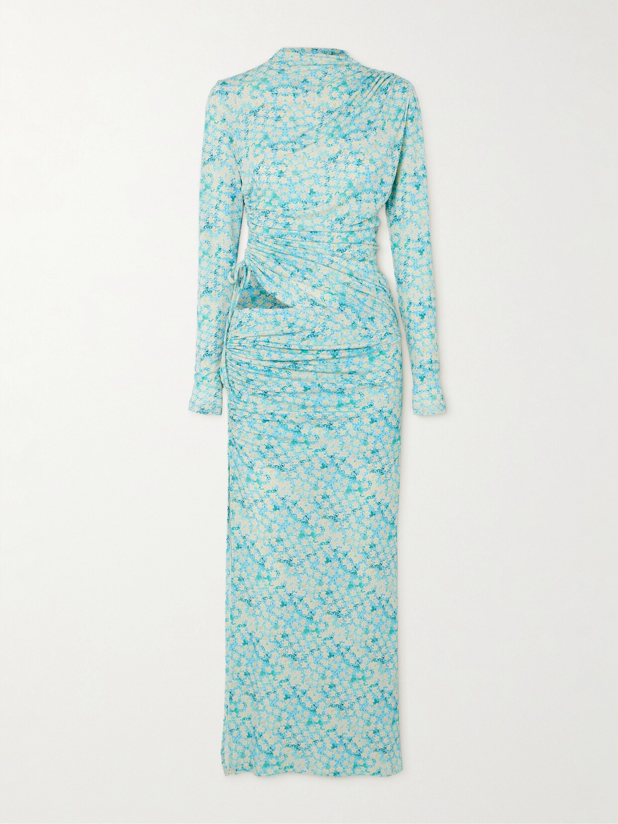 Siedres Arni Cutout Floral-print Jersey Maxi Dress In Blue