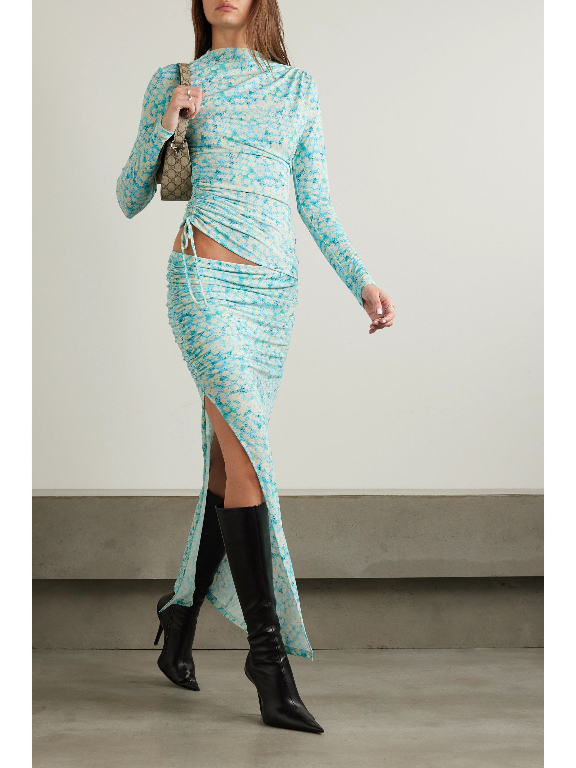 Siedrés Arni cutout floral-print jersey maxi dress